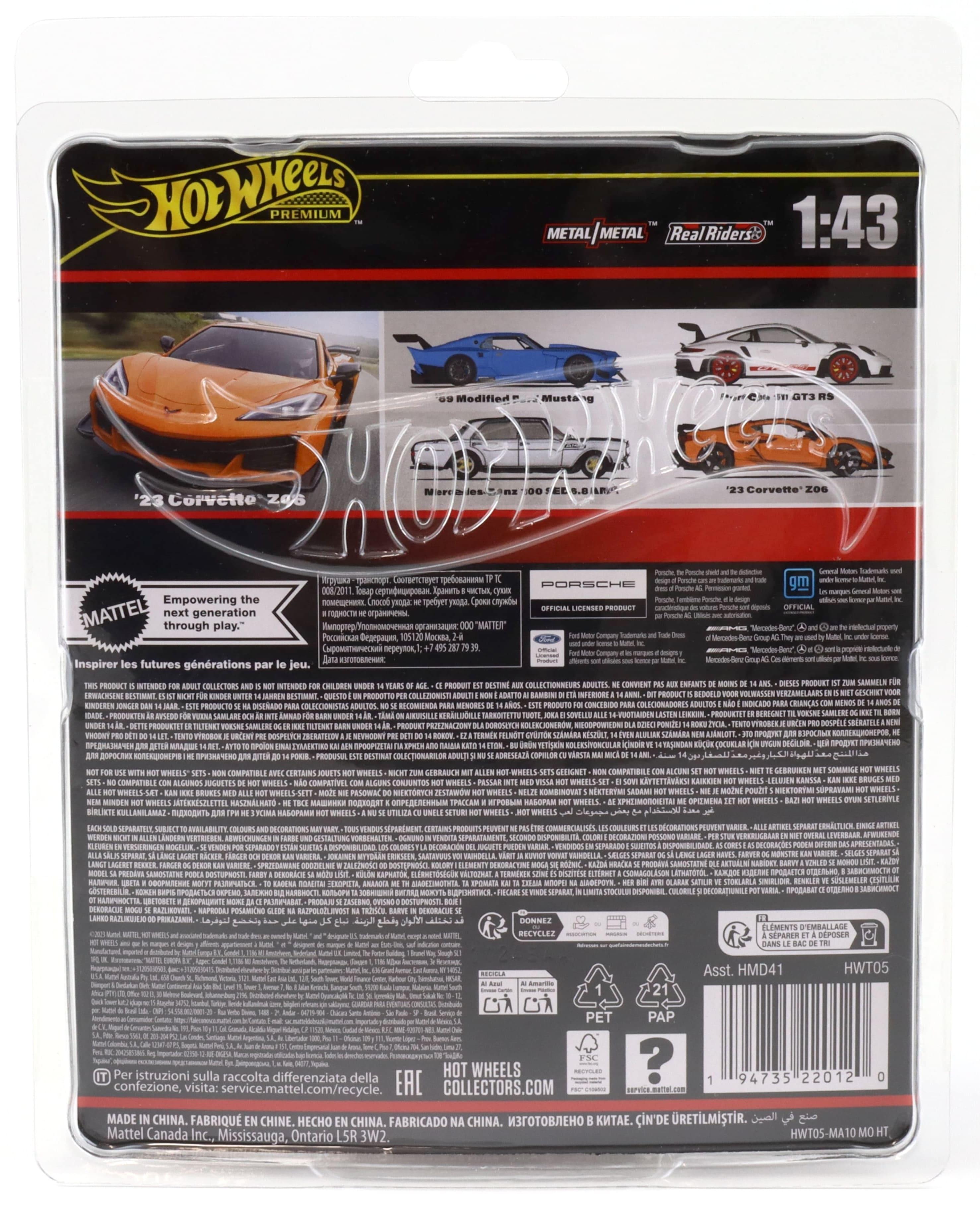 1:43 Hot Wheels Premium 2024 Real Riders 2023 Chevrolet C8 Corvette Z06 orange