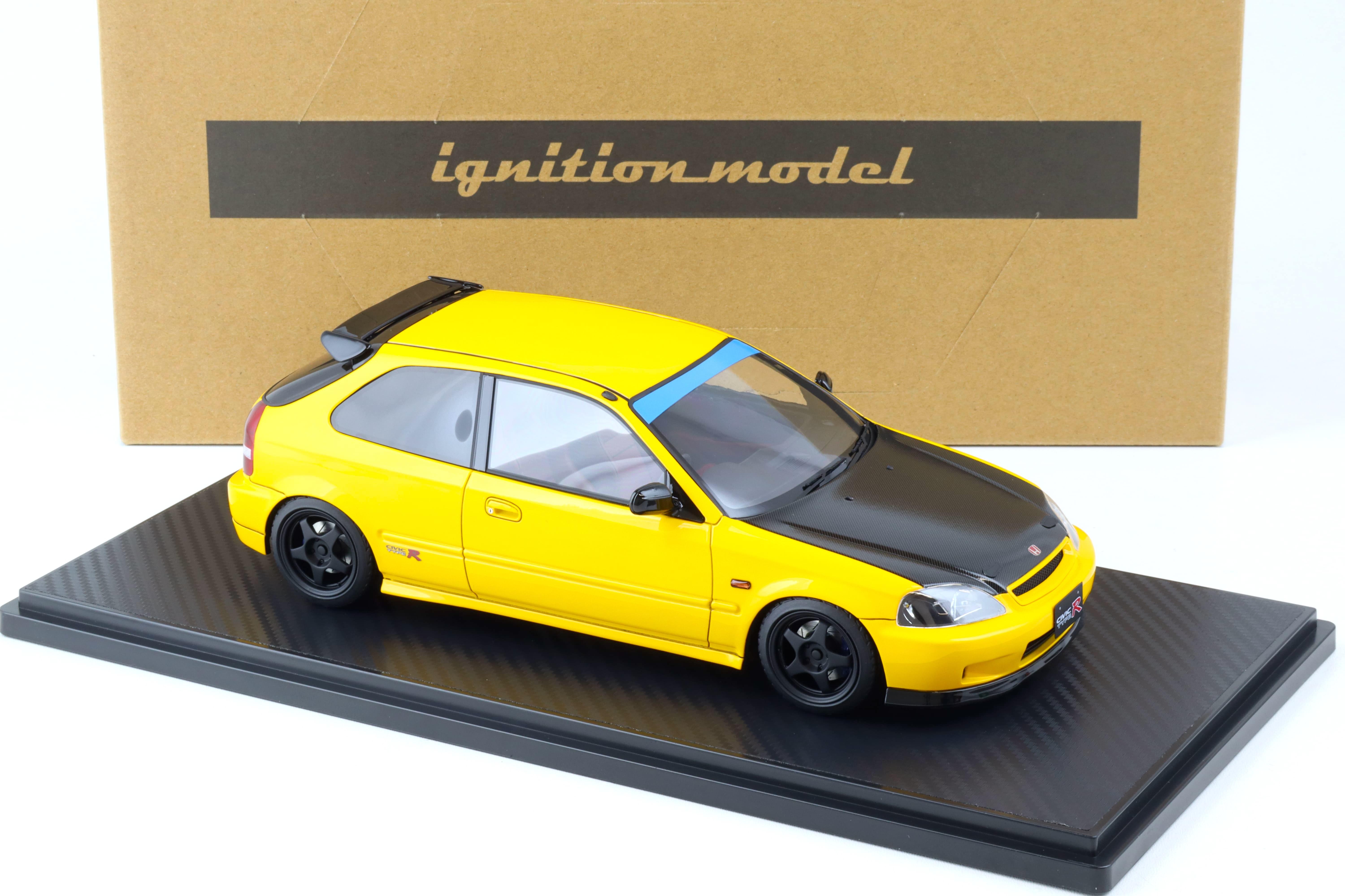 1:18 Ignition Model IG2676 Honda Civic (EK9) Type R yellow/ Carbon bonnet