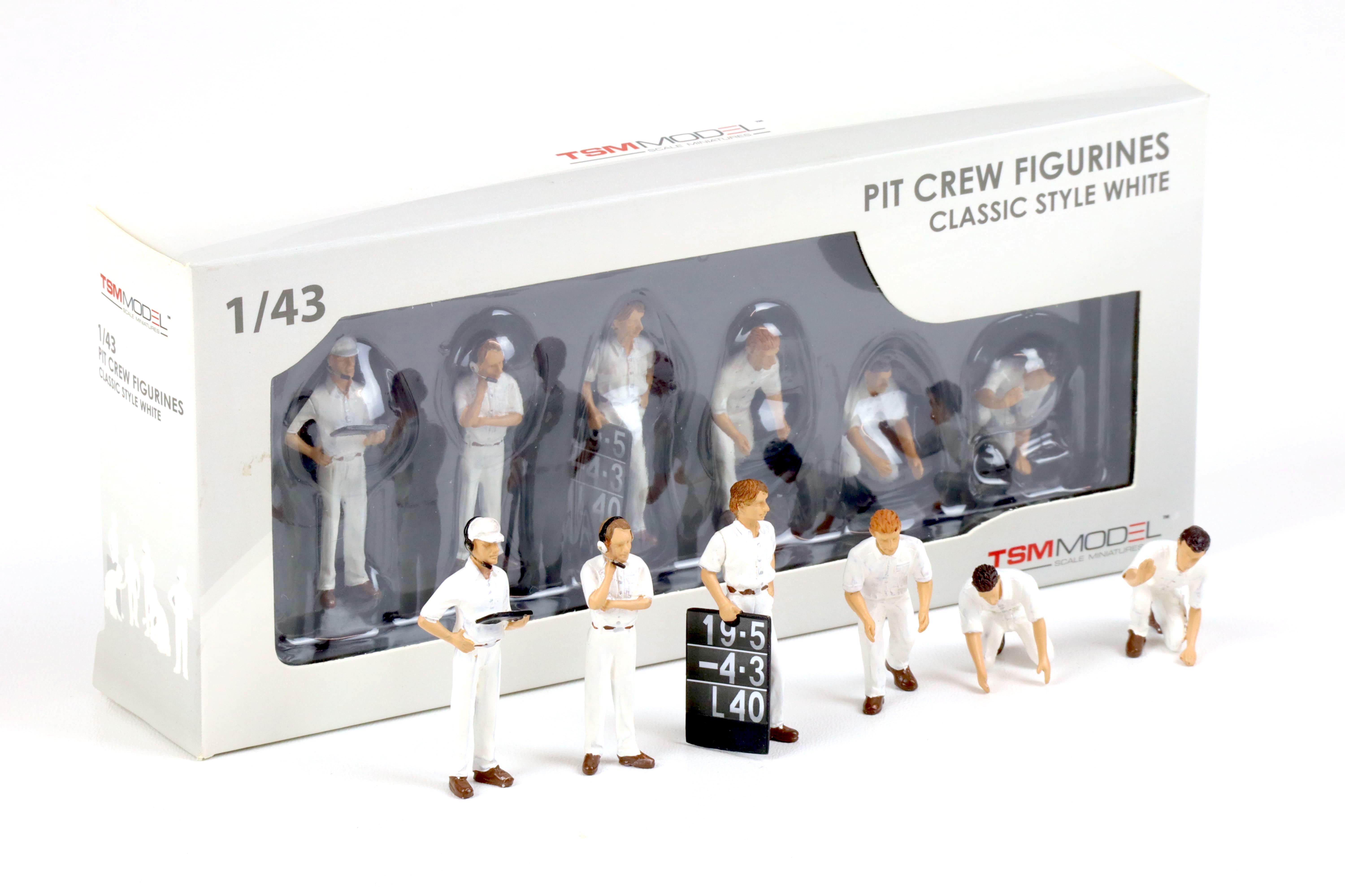 1:43 TSM PIT Crew Figurines Figuren SET Classic Style white 6 pcs. TSM12AC11