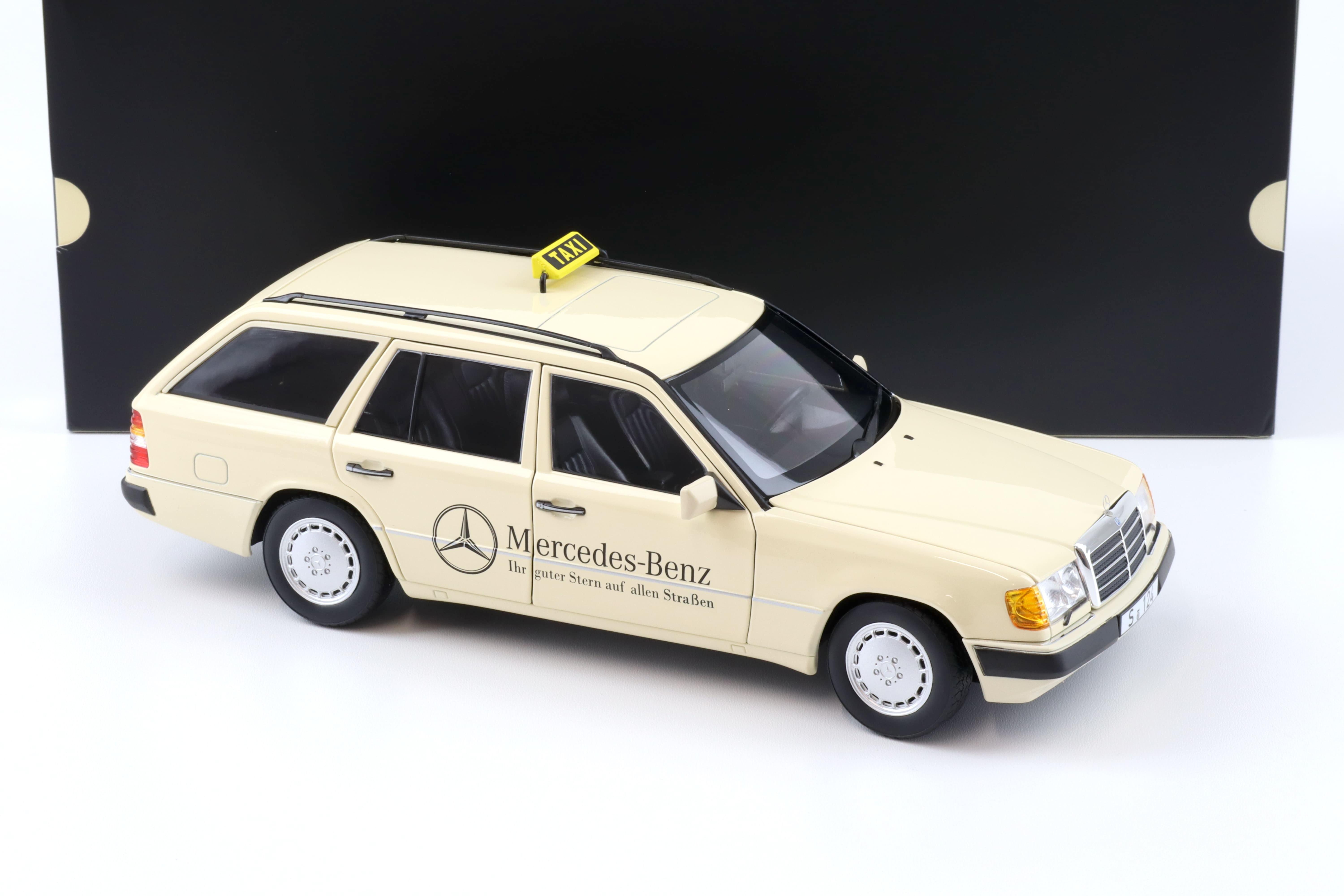 1:18 Norev Mercedes 300 D T-Modell Estate S124 E-Class TAXI ivory DEALER VERSION