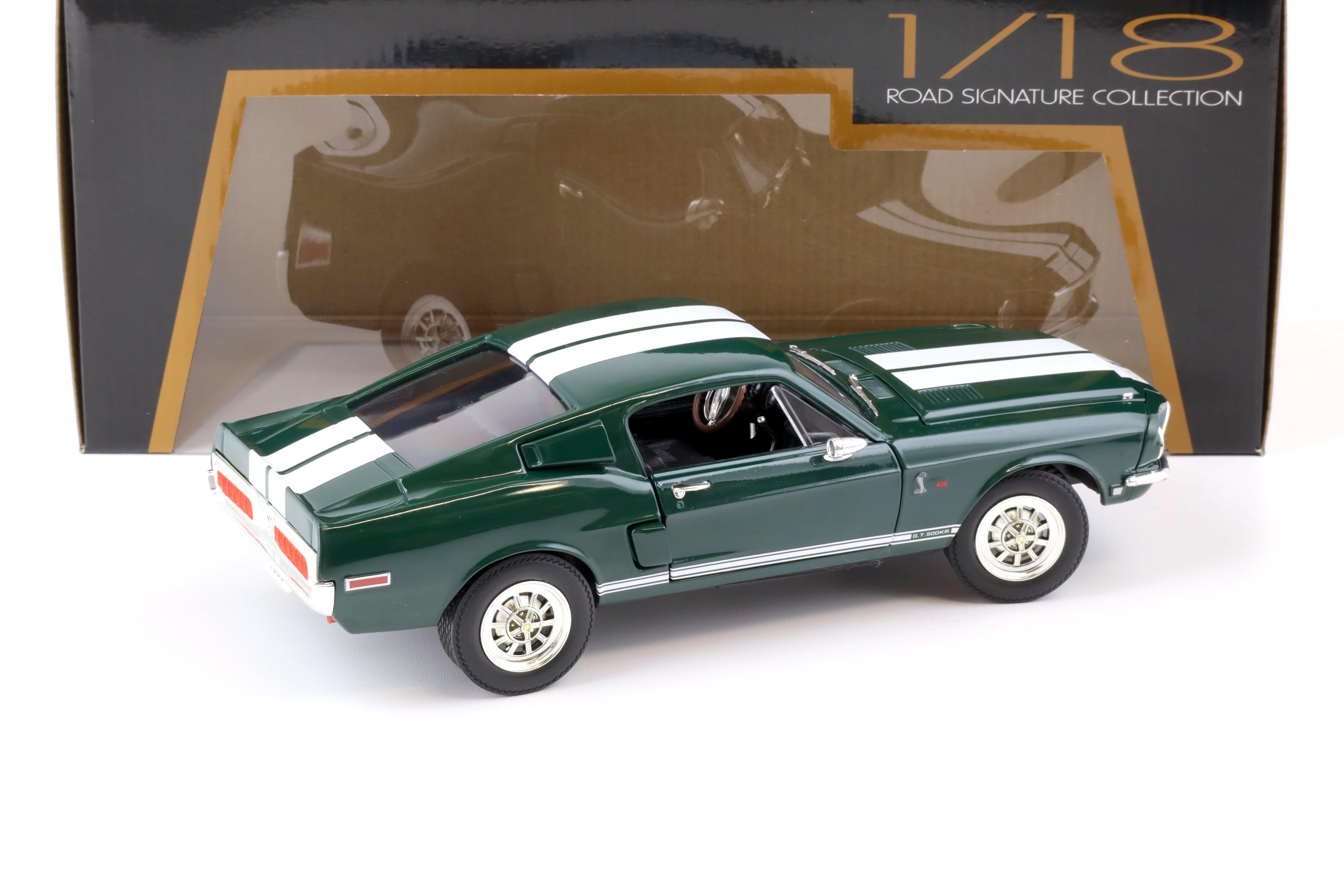 1:18 Road Signature 1968 Shelby GT-500KR Coupe dark green/ white stripes