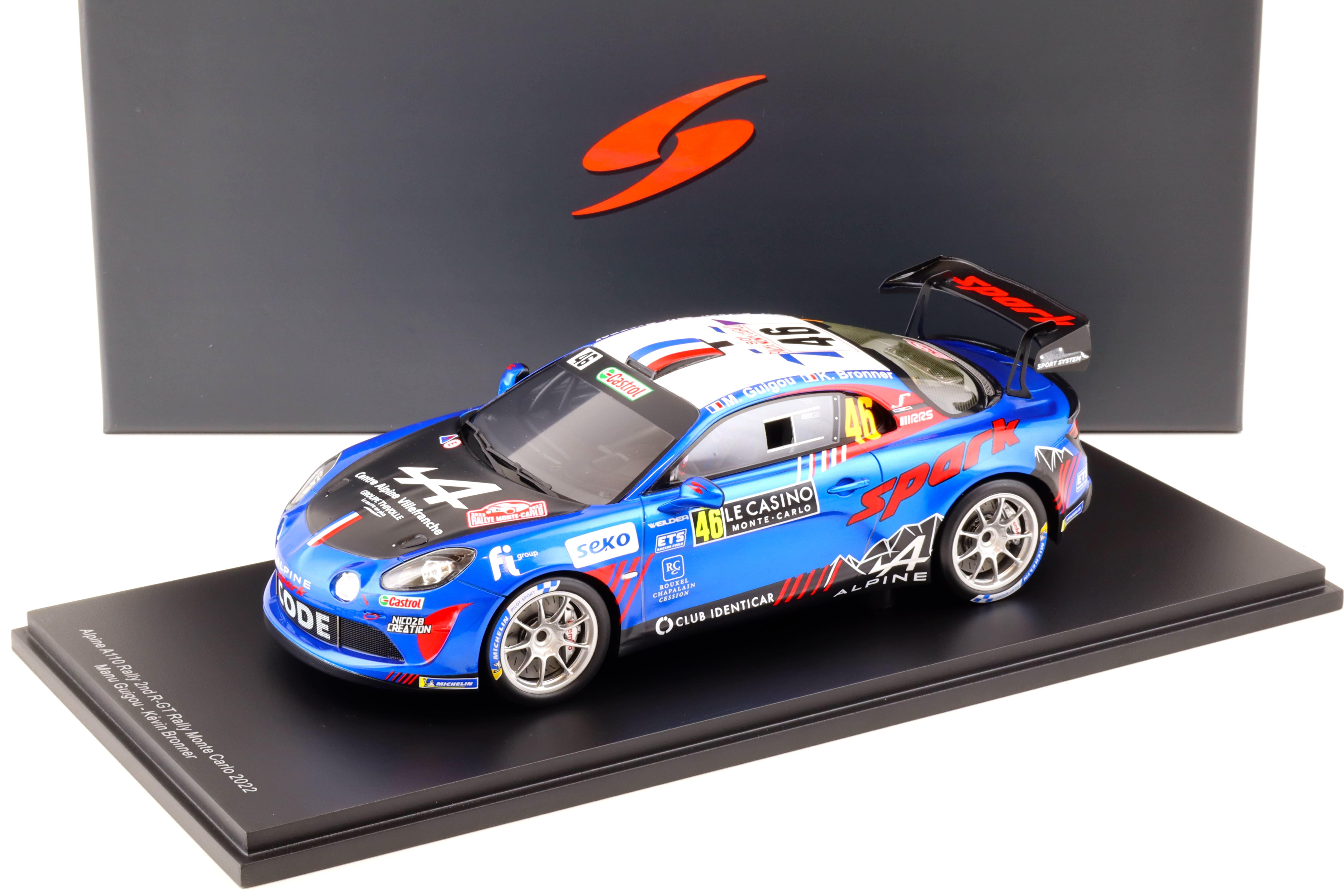 1:18 Spark Alpine A110 Rally Monte Carlo 2022 #46 Guigou/Bronner 