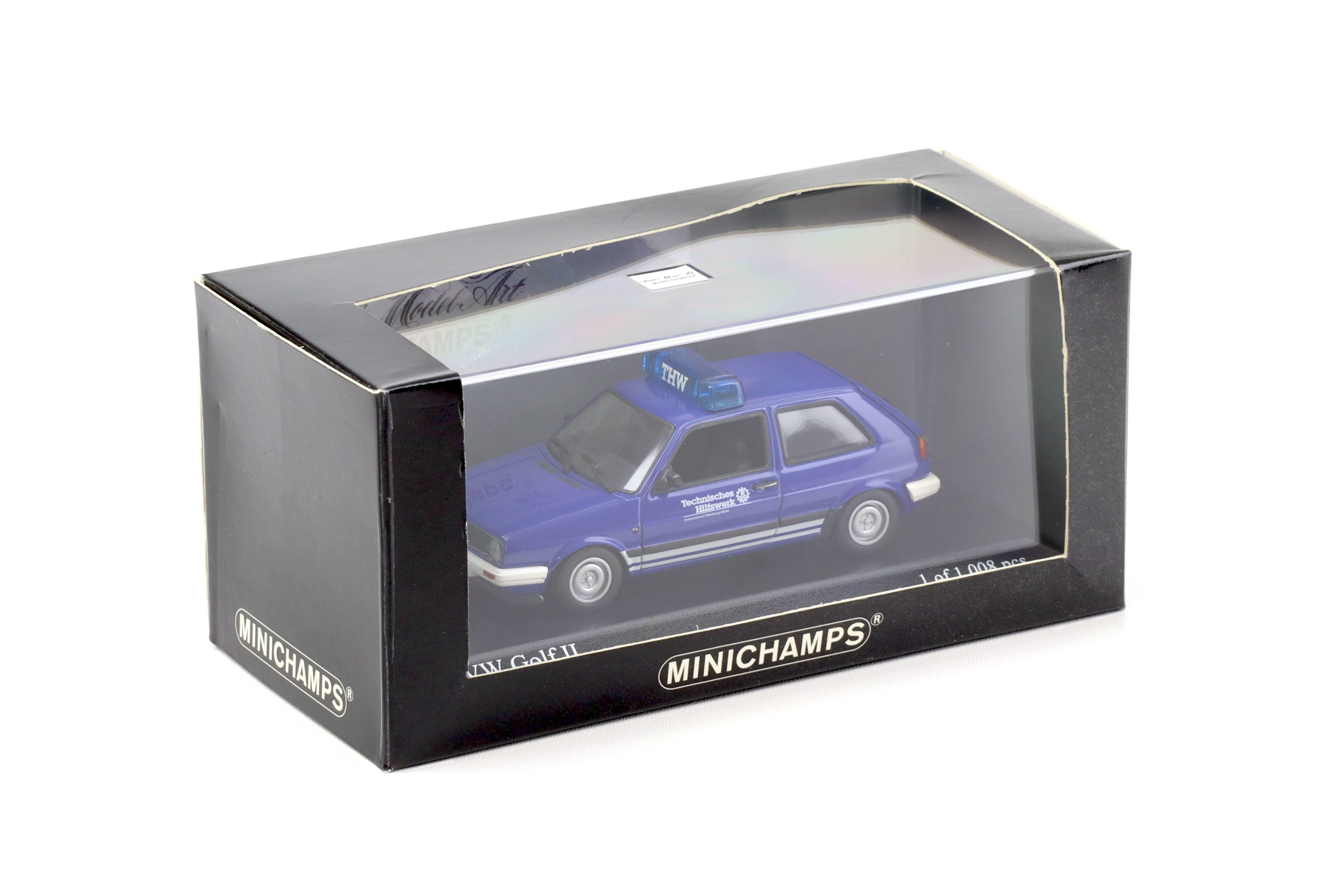 1:43 Minichamps VW Golf 2 THW Hamburg Mitte blue 1985