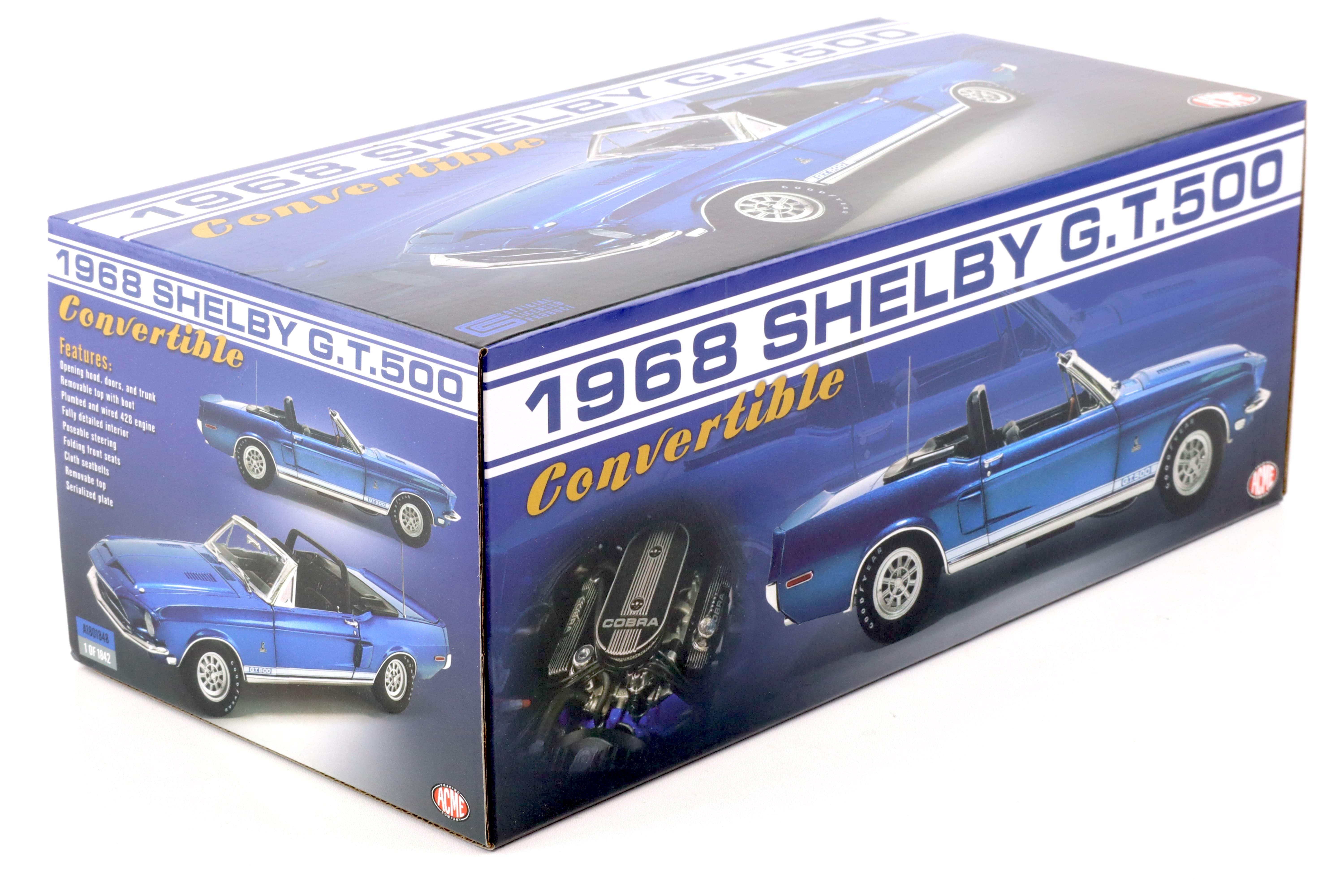 1:18 ACME 1968 Shelby GT500 Convertible blue metallic with white Top