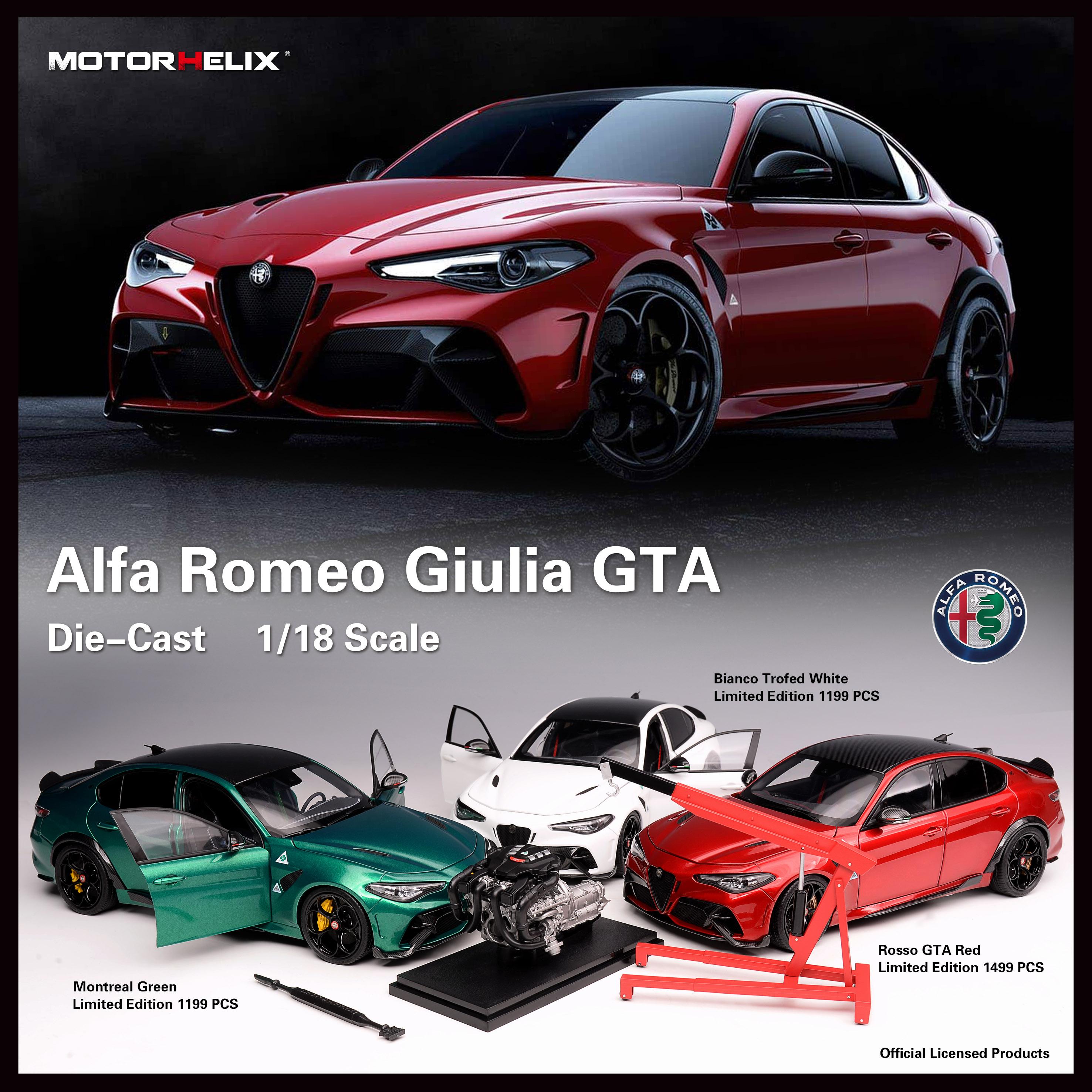 1:18 Motorhelix Alfa Romeo Giulia GTA Montreal green + engine Die-Cast M89002