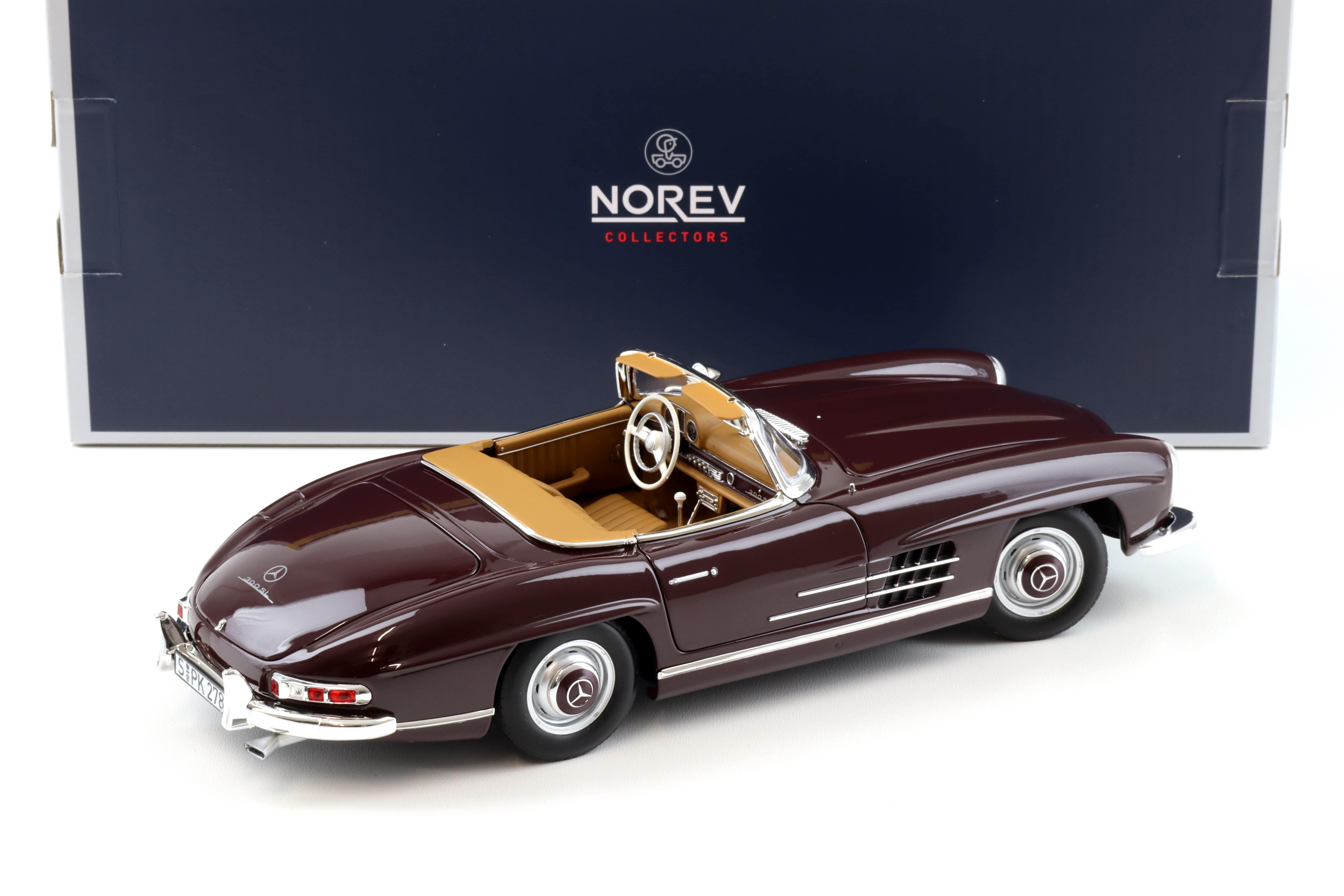 1:18 Norev Mercedes 300 SL Roadster 1957 dark red with Hardtop 183891