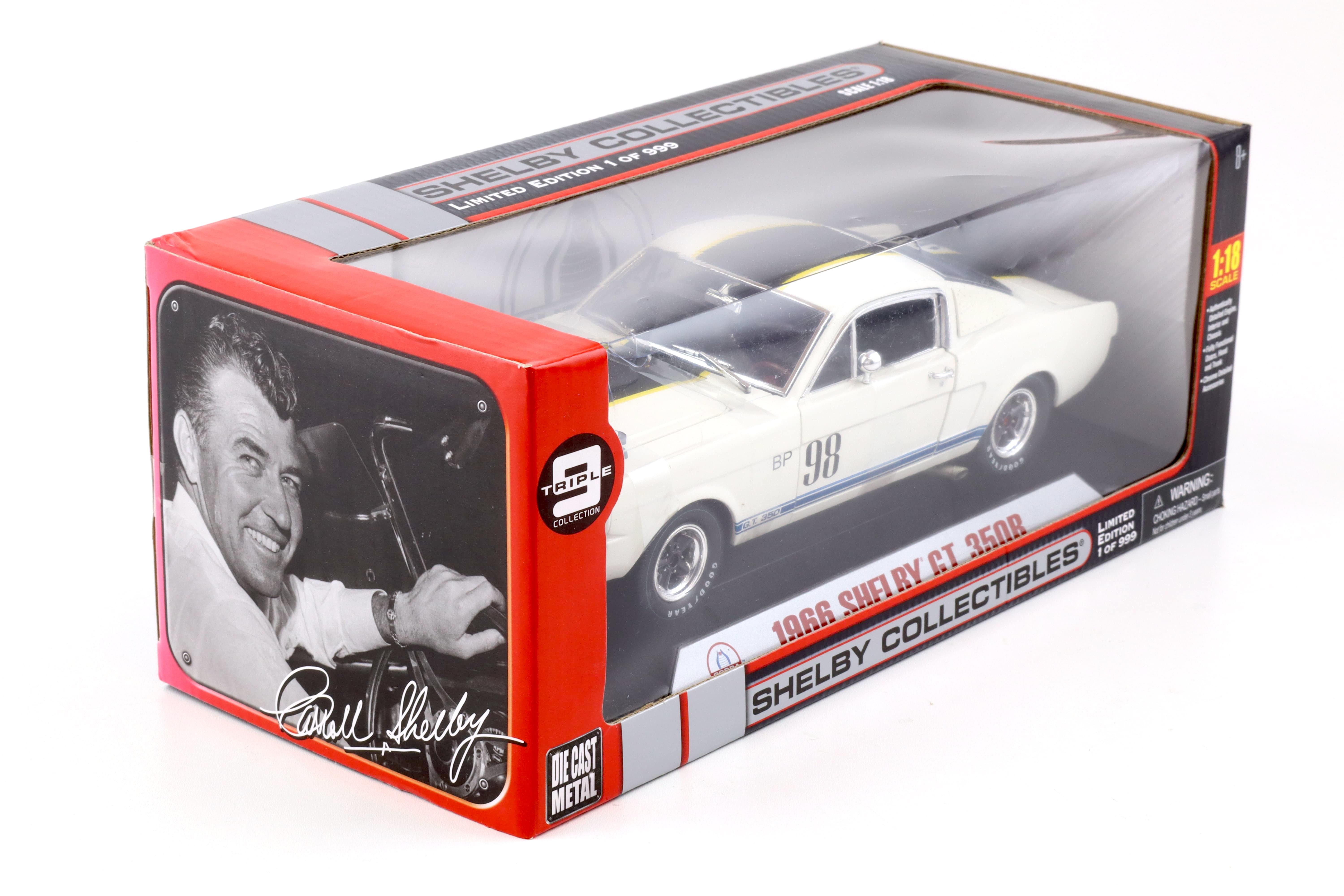 1:18 Shelby Collectibles Triple9 1966 Shelby GT 350R Coupe #BP98 white/ black