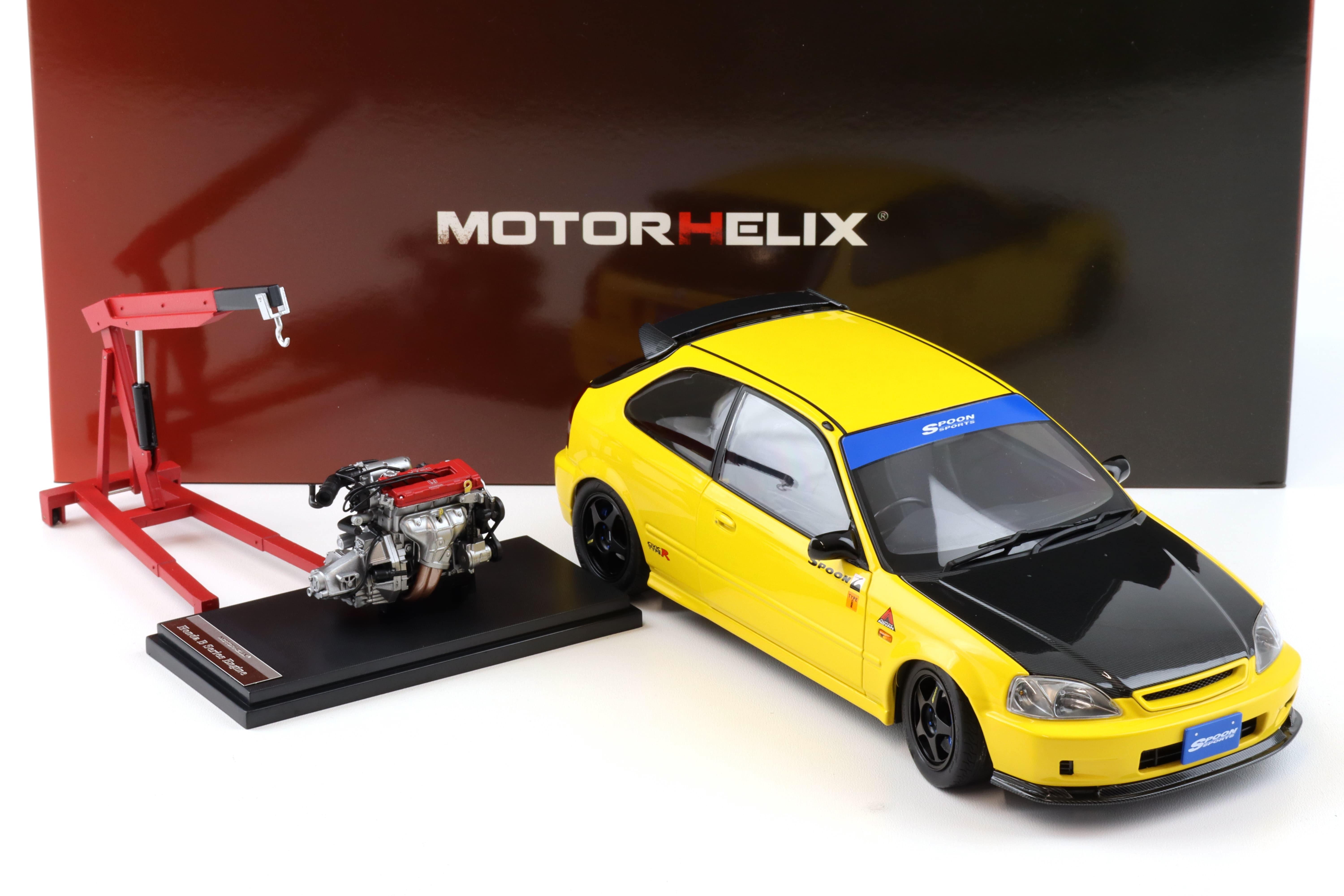 1:18 Motorhelix Honda Civic Type R (EK9) SPOON Sunlight yellow + engine M85016