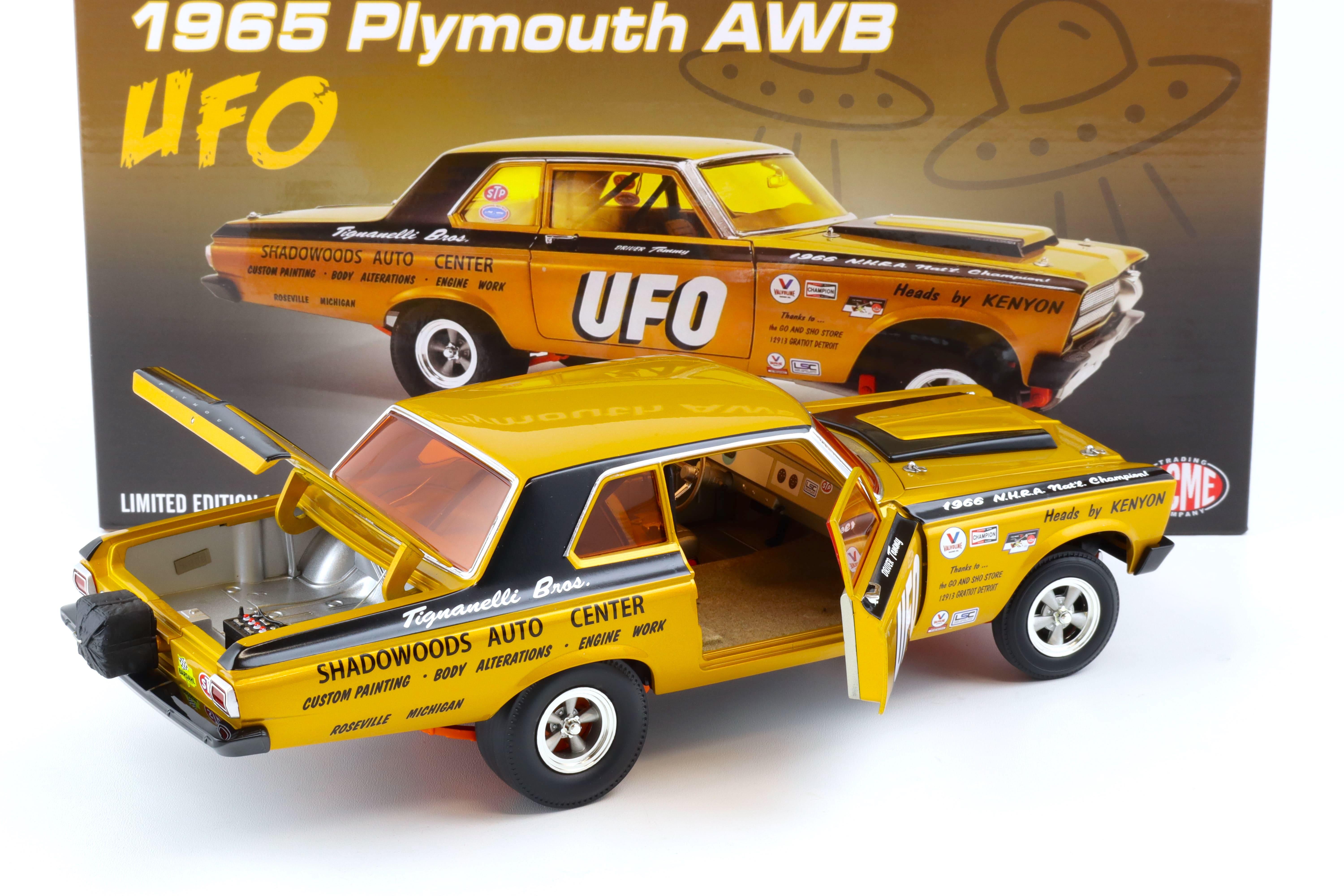 1:18 ACME 1965 Plymouth AWB Drag Car UFO gold/ black A1806509