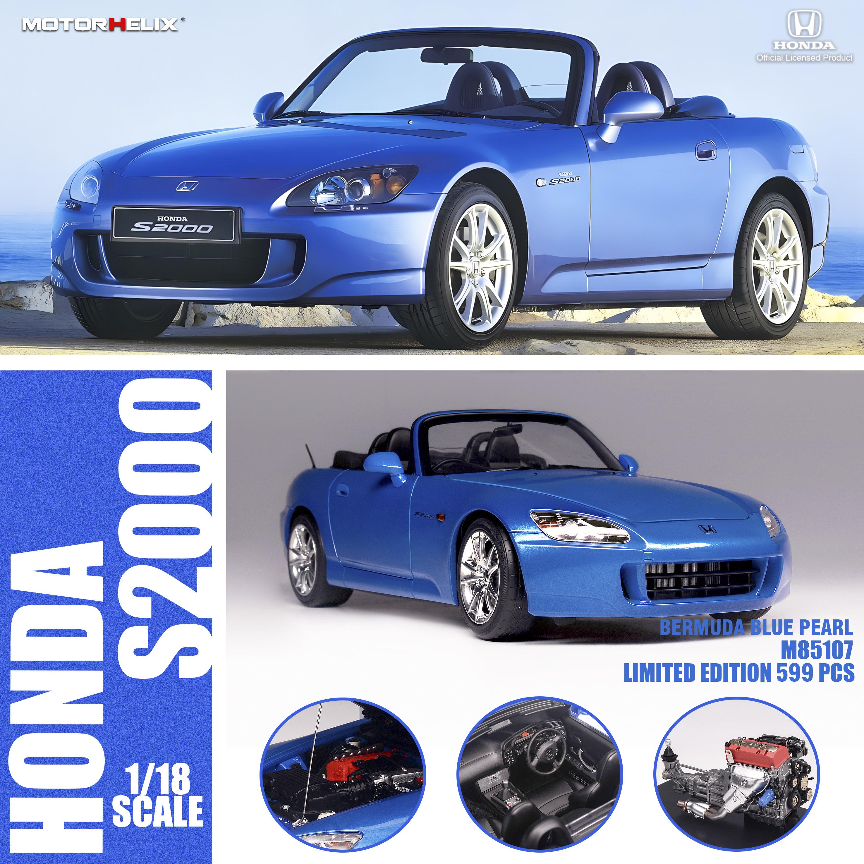 1:18 Motorhelix Honda S2000 (AP2) Bermuda blue pearl + engine Diecast M85107