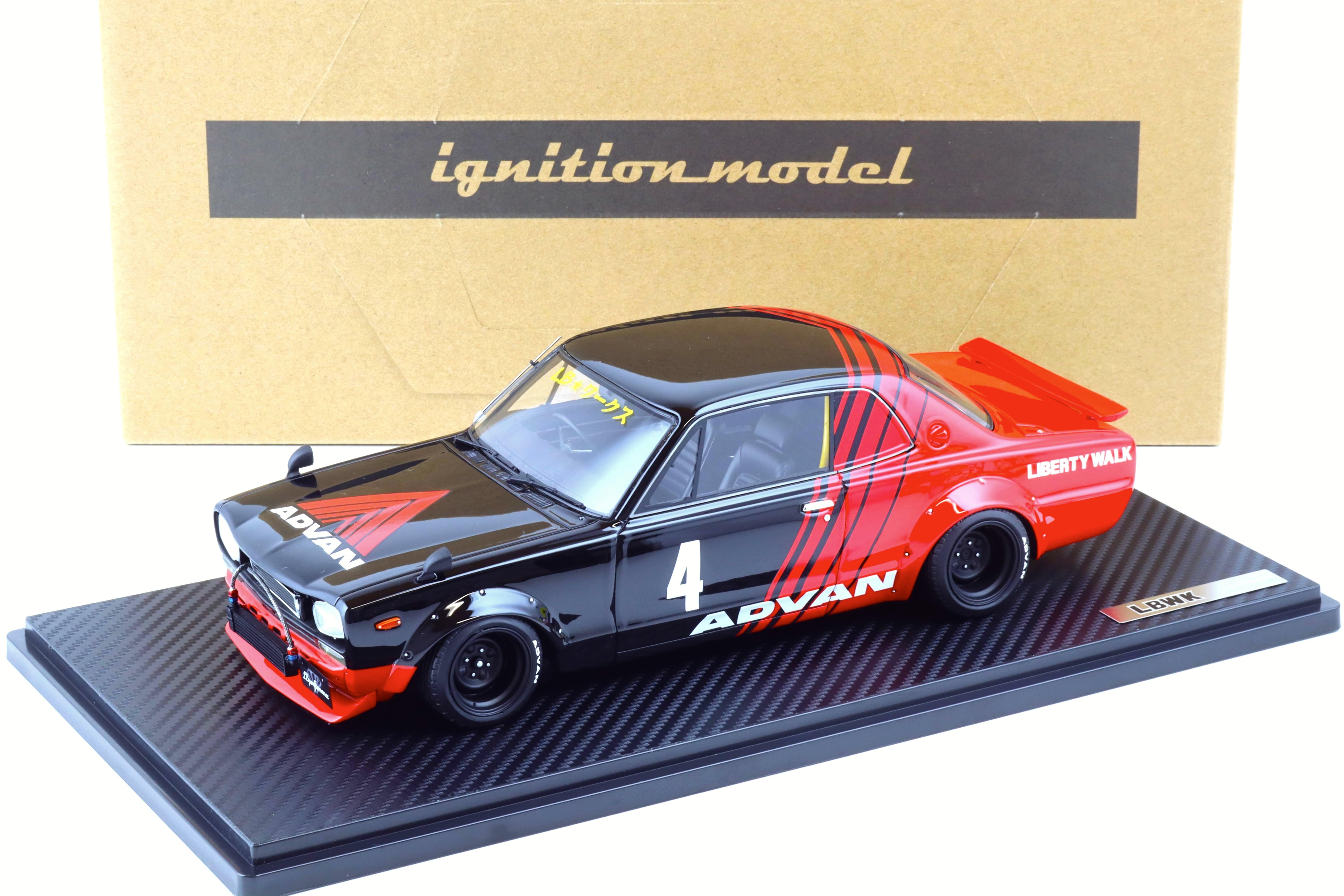 1:18 Ignition Model IG2646 Nissan LB-WORKS Hakosuka 2-Door ADVAN black/ red