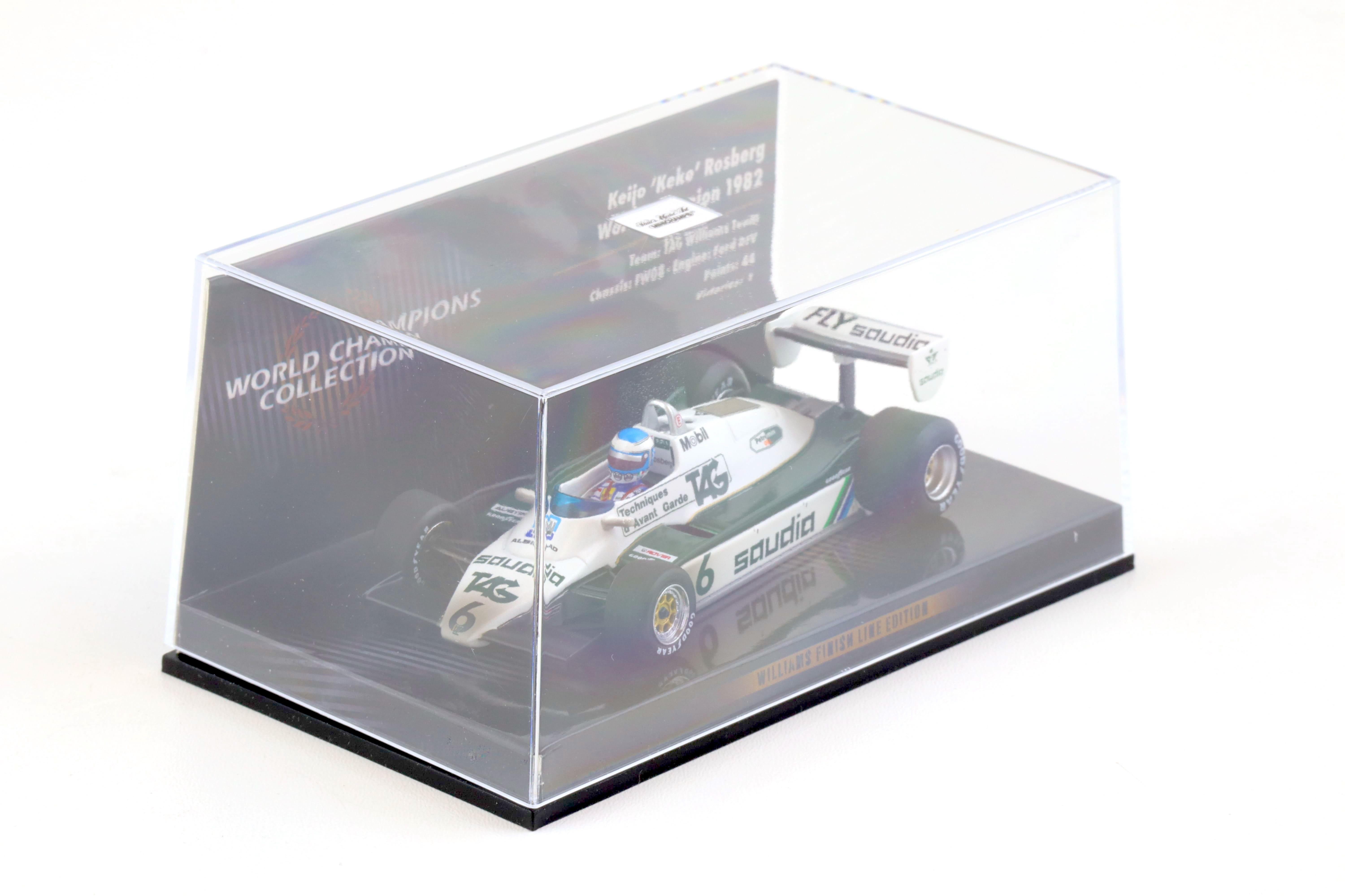 1:43 Minichamps Williams FW08 Rosberg World Champion 1982 Finish Line