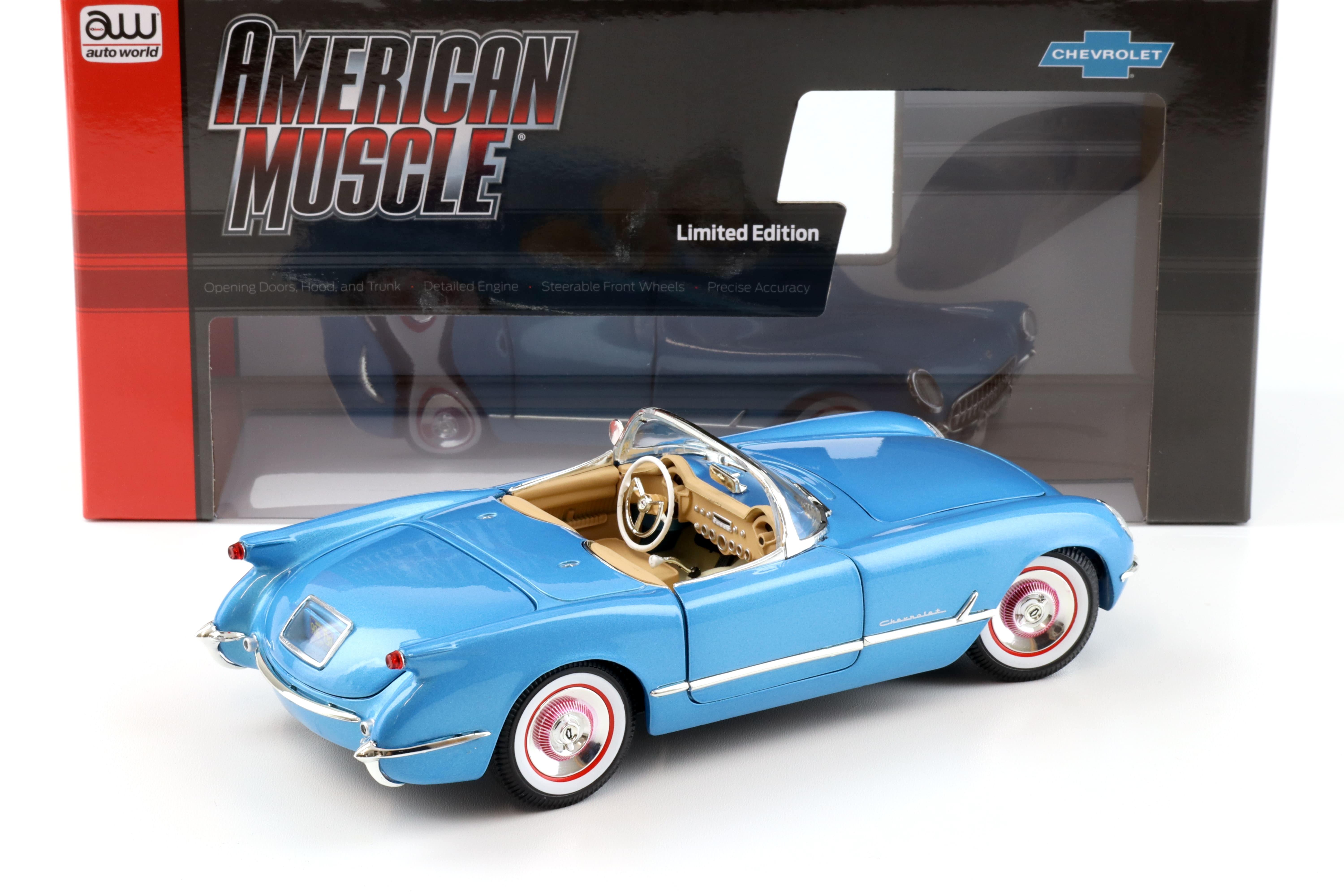 1:18 Auto World 1954 Chevrolet Corvette Convertible Pennant blue metallic