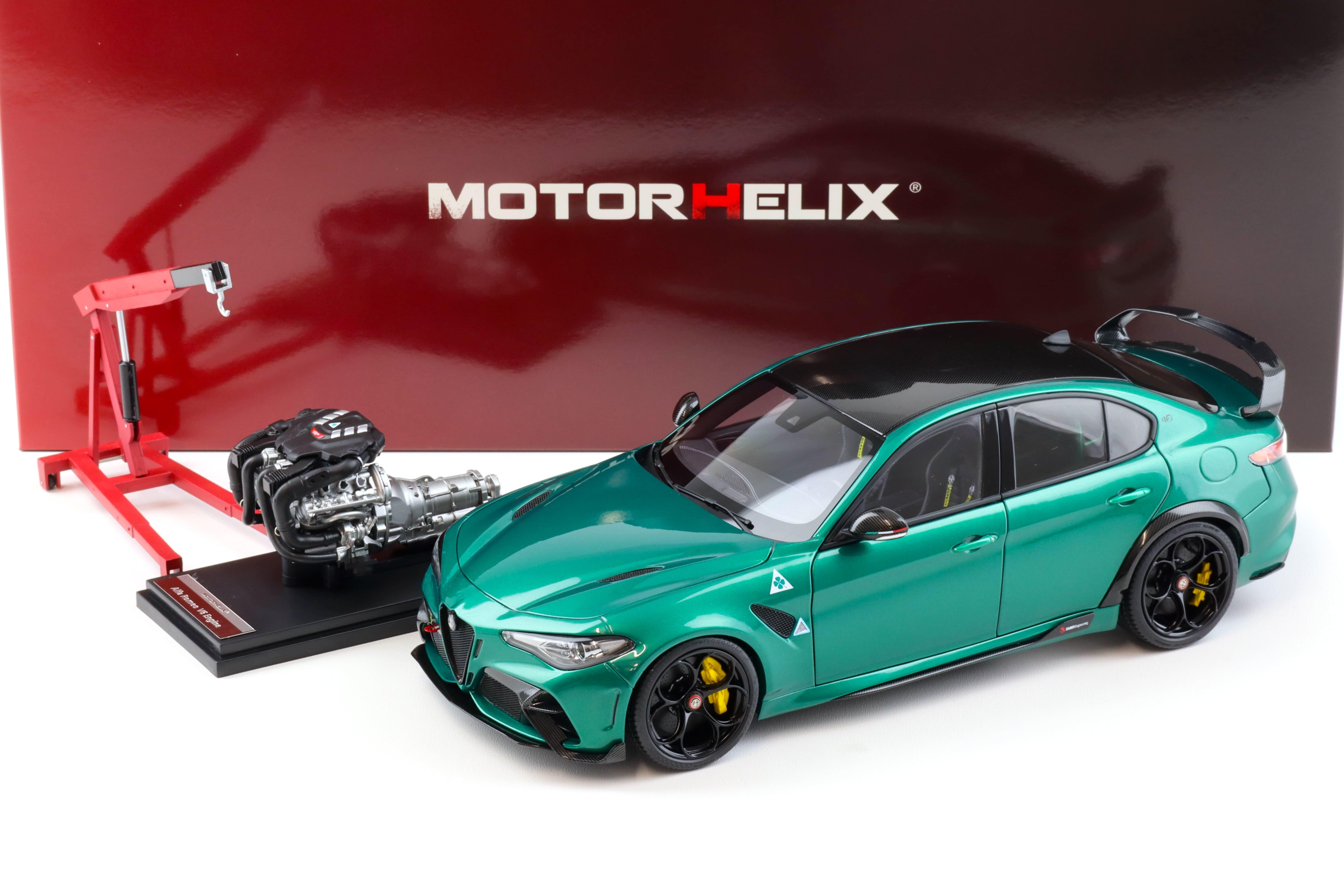 1:18 Motorhelix Alfa Romeo Giulia GTAm Montreal green + engine Die-Cast M89008
