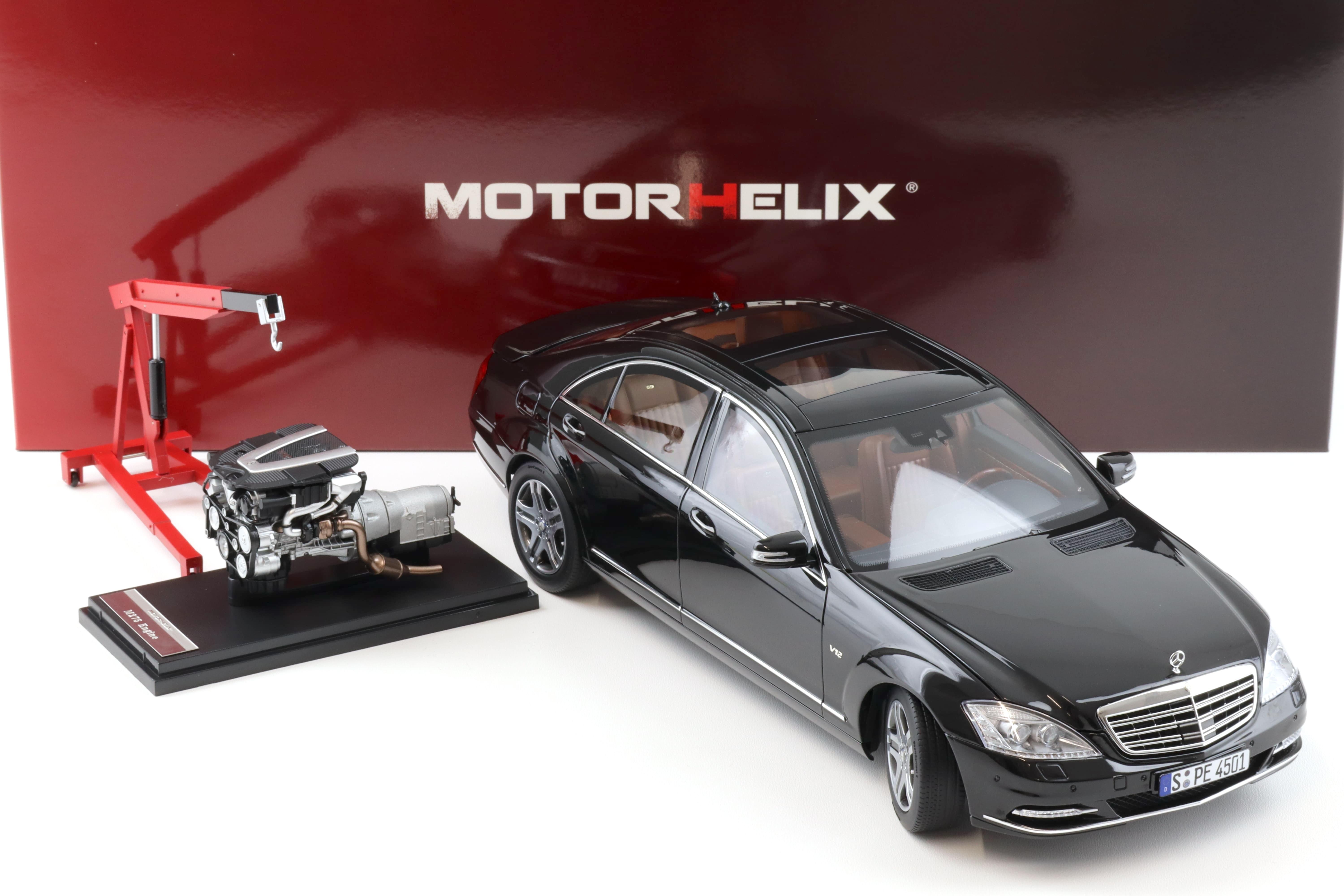 1:18 Motorhelix Mercedes S-Class S600L W221 Limousine Obsidian black + engine M82202