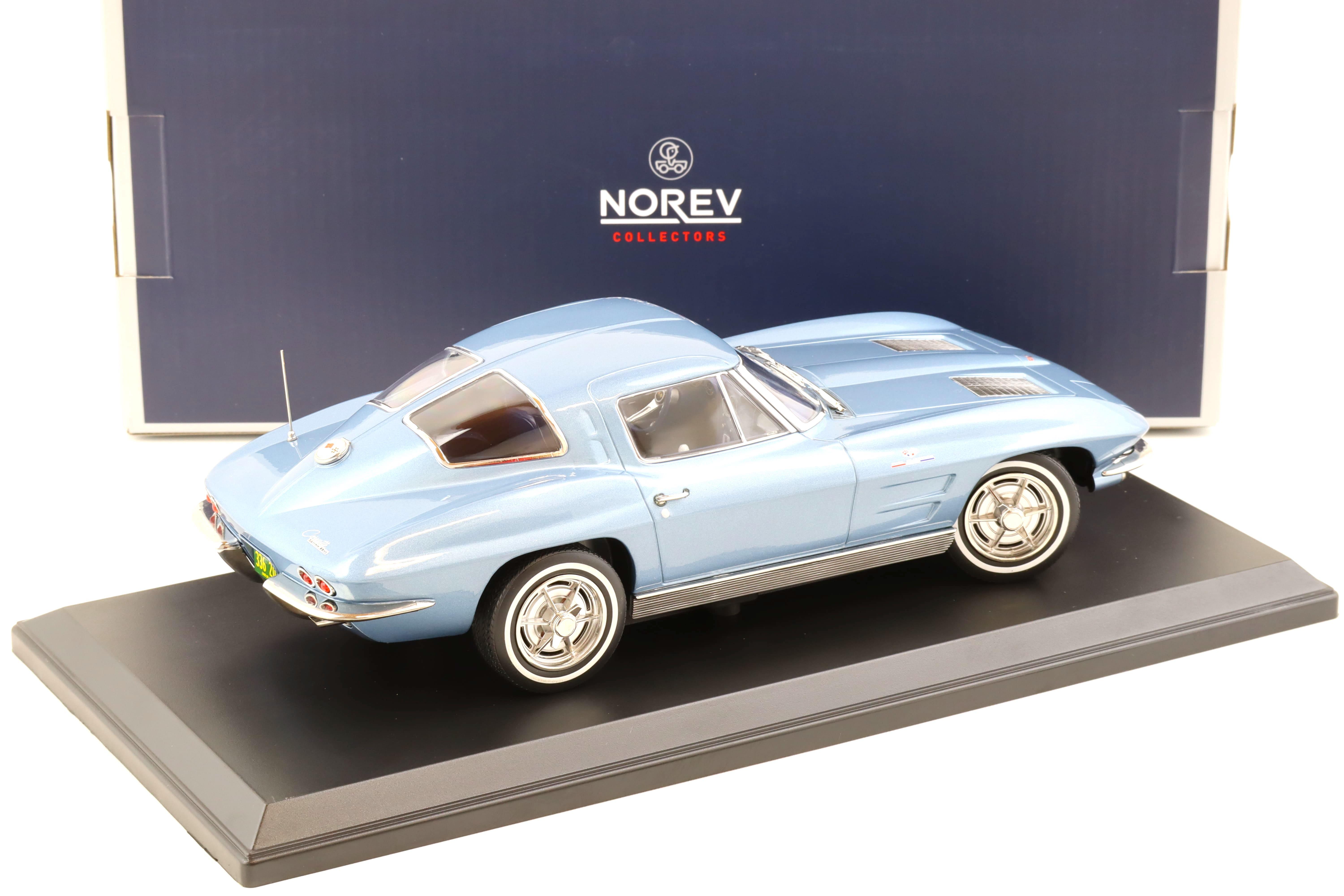 1:18 Norev Chevrolet Corvette Sting Ray Coupe 1963 light blue metallic