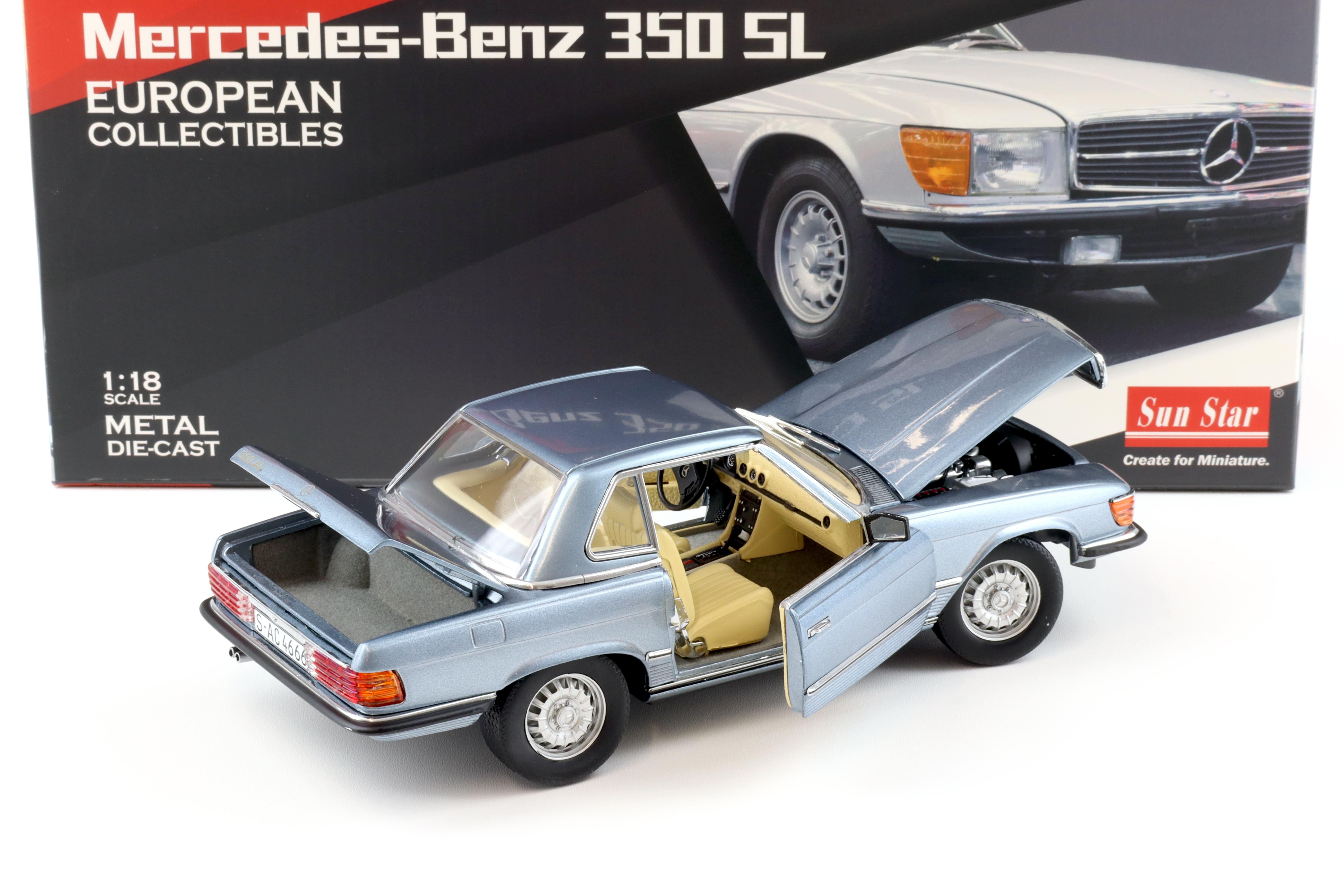 1:18 Sun Star Mercedes 350SL W107 Hardtop blue metallic 1977