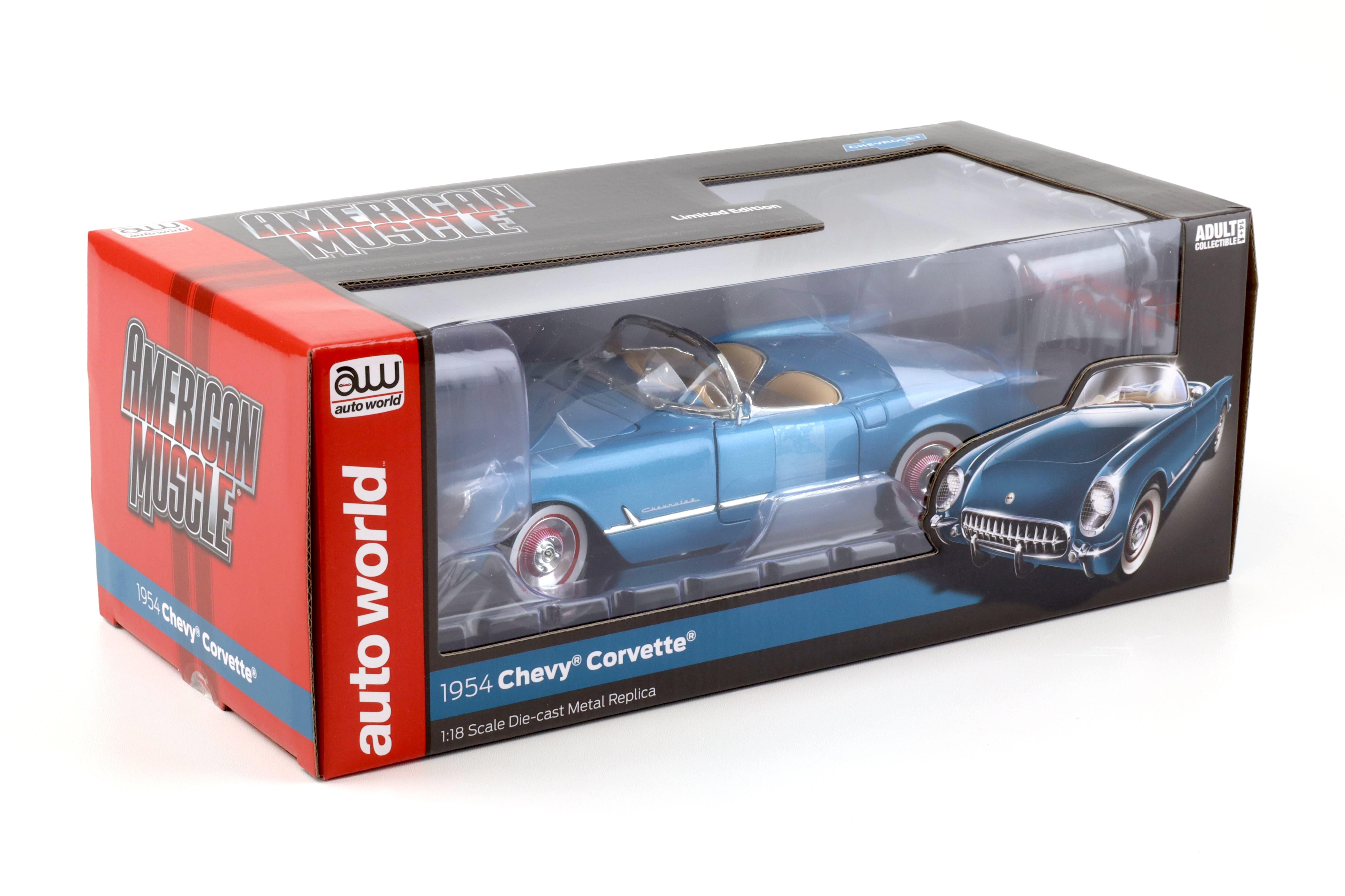 1:18 Auto World 1954 Chevrolet Corvette Convertible Pennant blue metallic