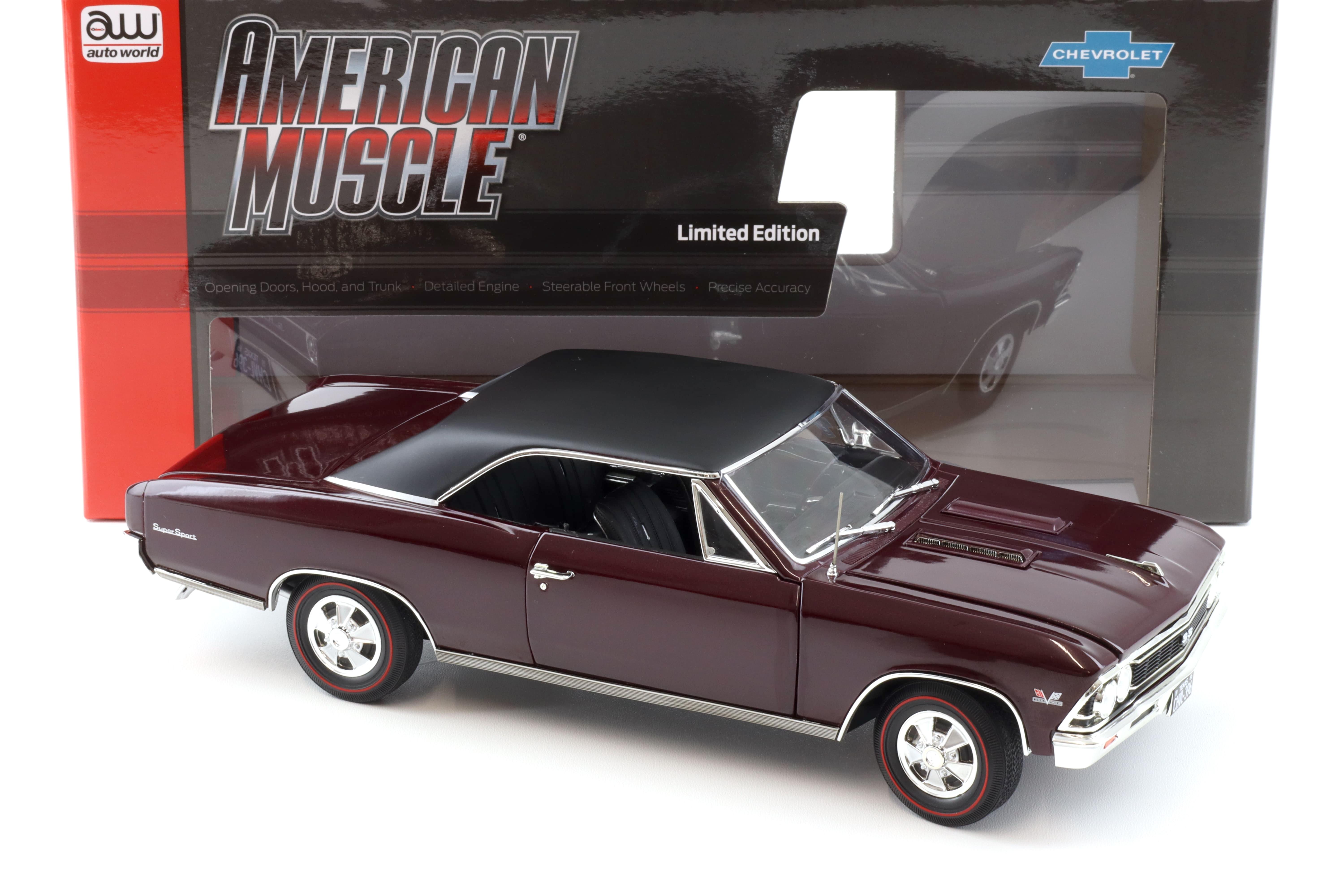 1:18 Auto World 1966 Chevrolet Chevelle SS 396 maroon/ black roof