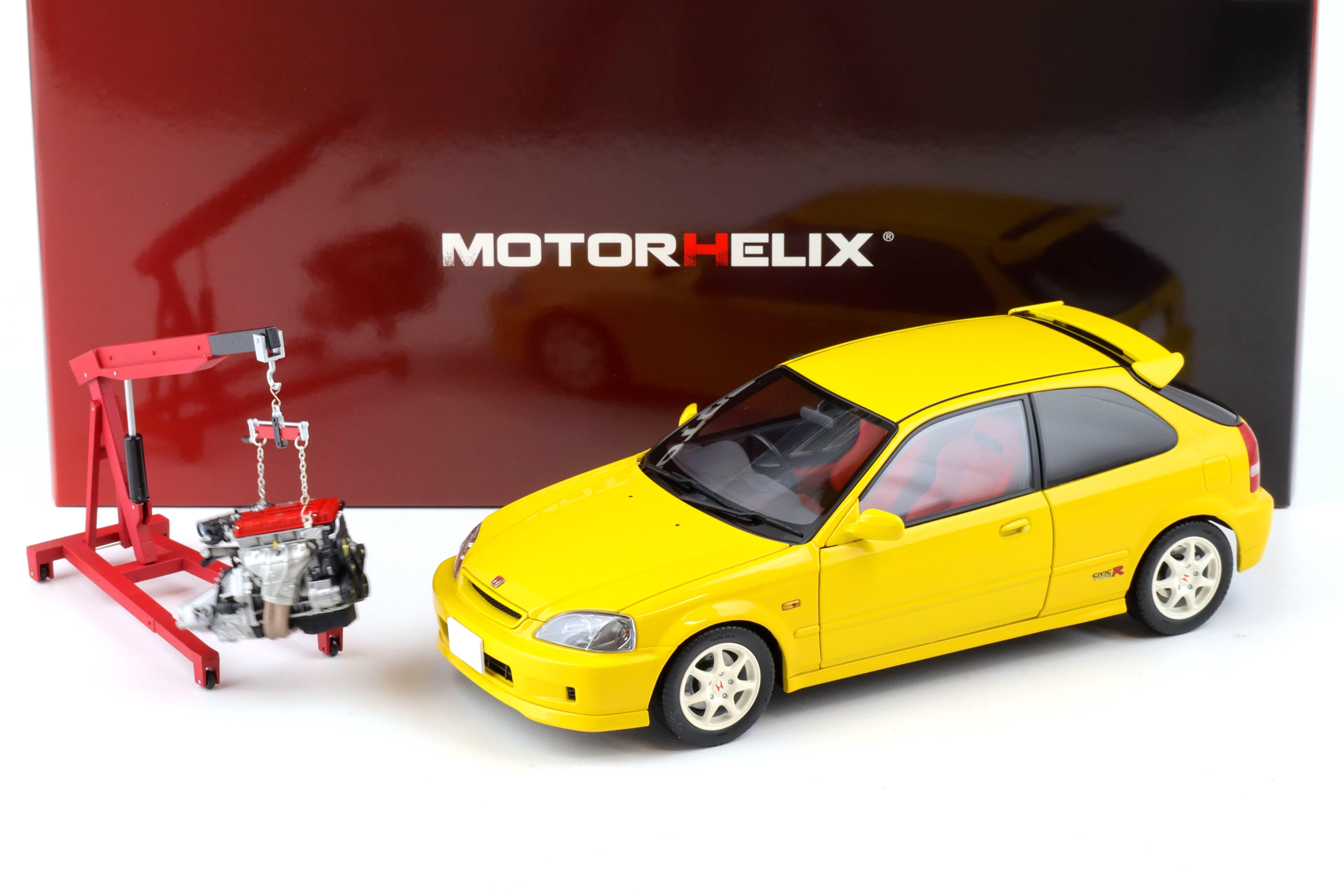 1:18 Motorhelix Honda Civic Type R (EK9) Sunlight yellow + engine Diecast