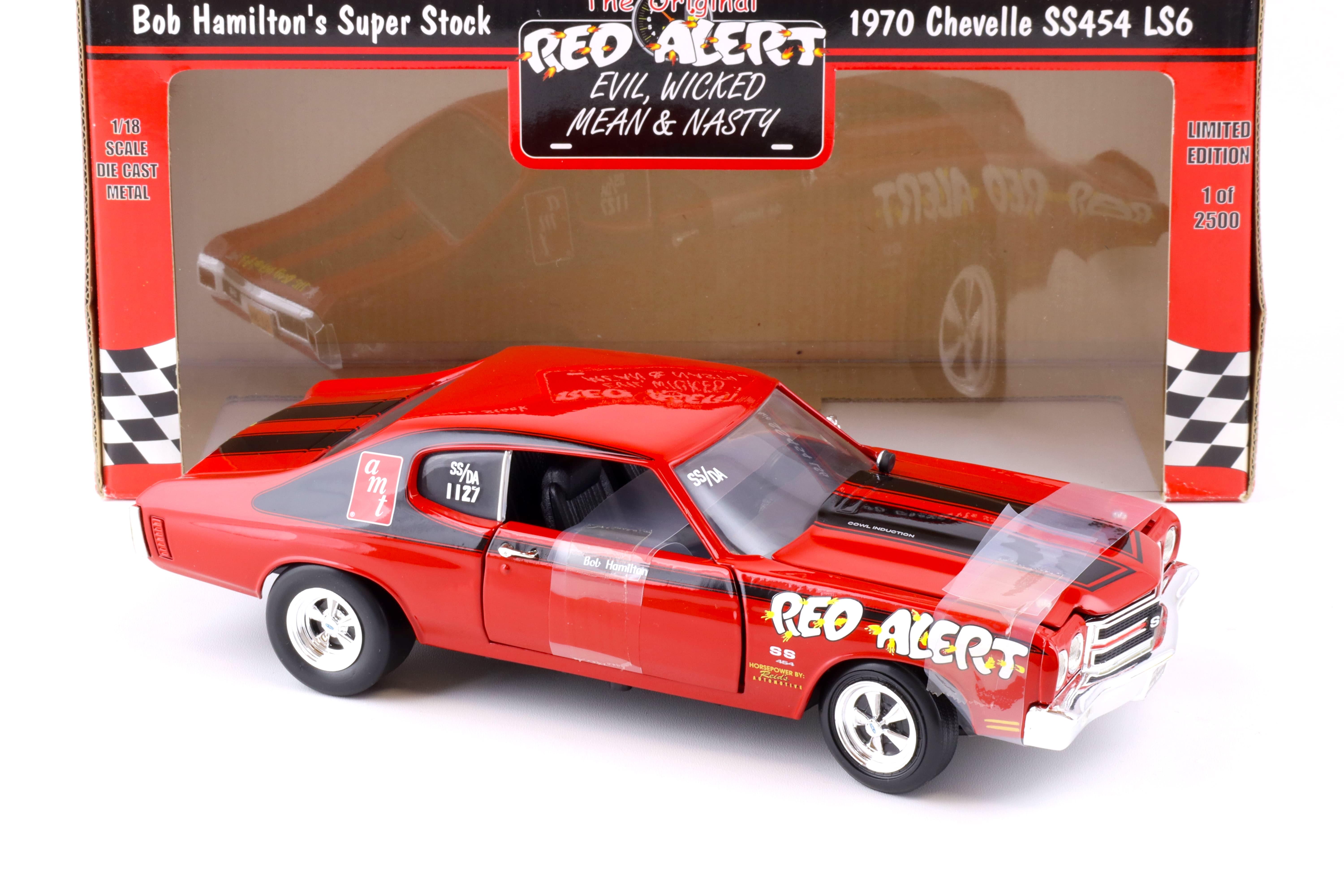 1:18 ERTL 1970 Chevrolet Chevelle SS454 LS6 Coupe RED ALERT Bob Hamilton Super Stock