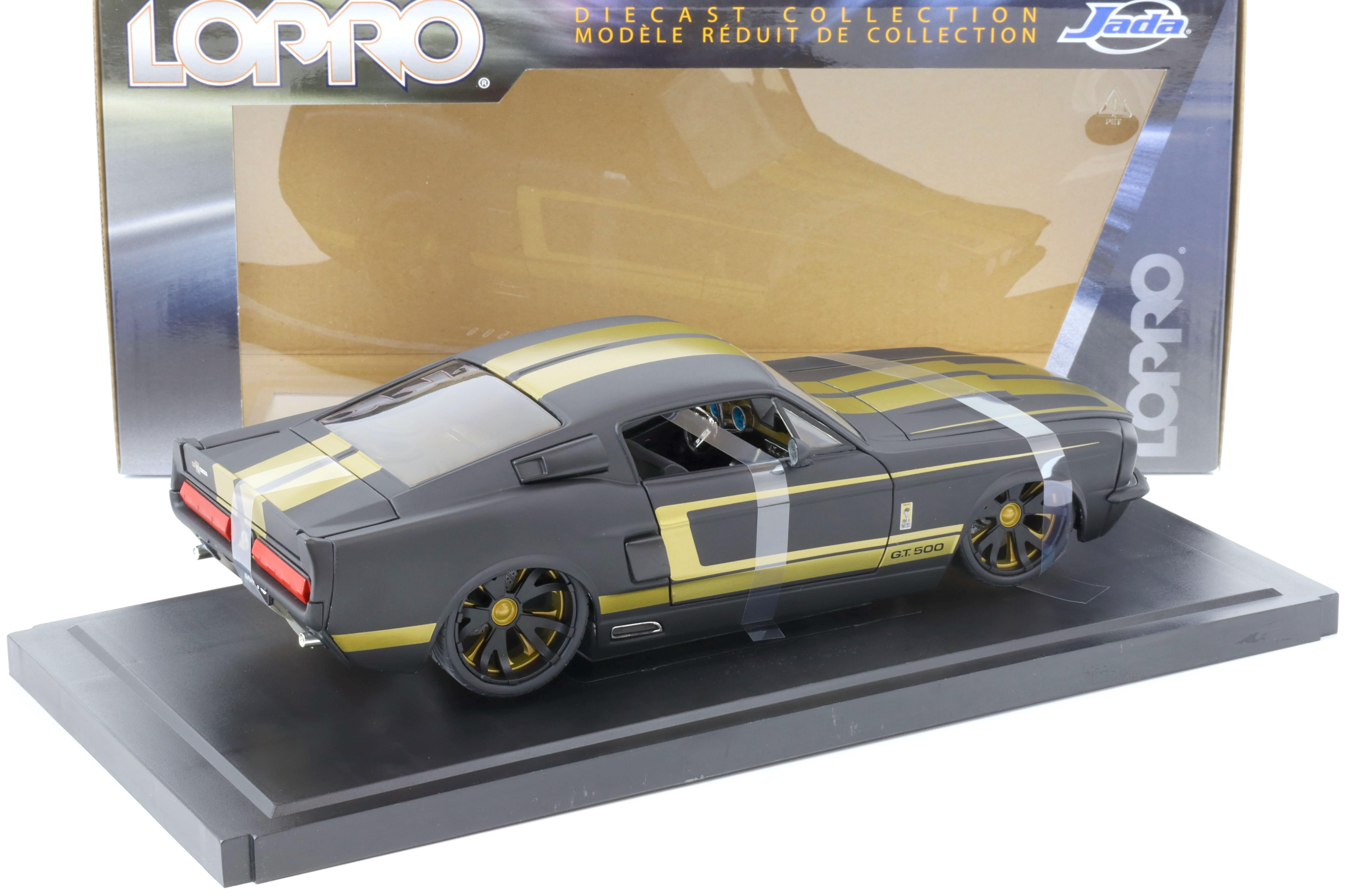1:18 JADA Toys 1967 Ford Mustang Shelby GT-500 Coupe matt black/ gold