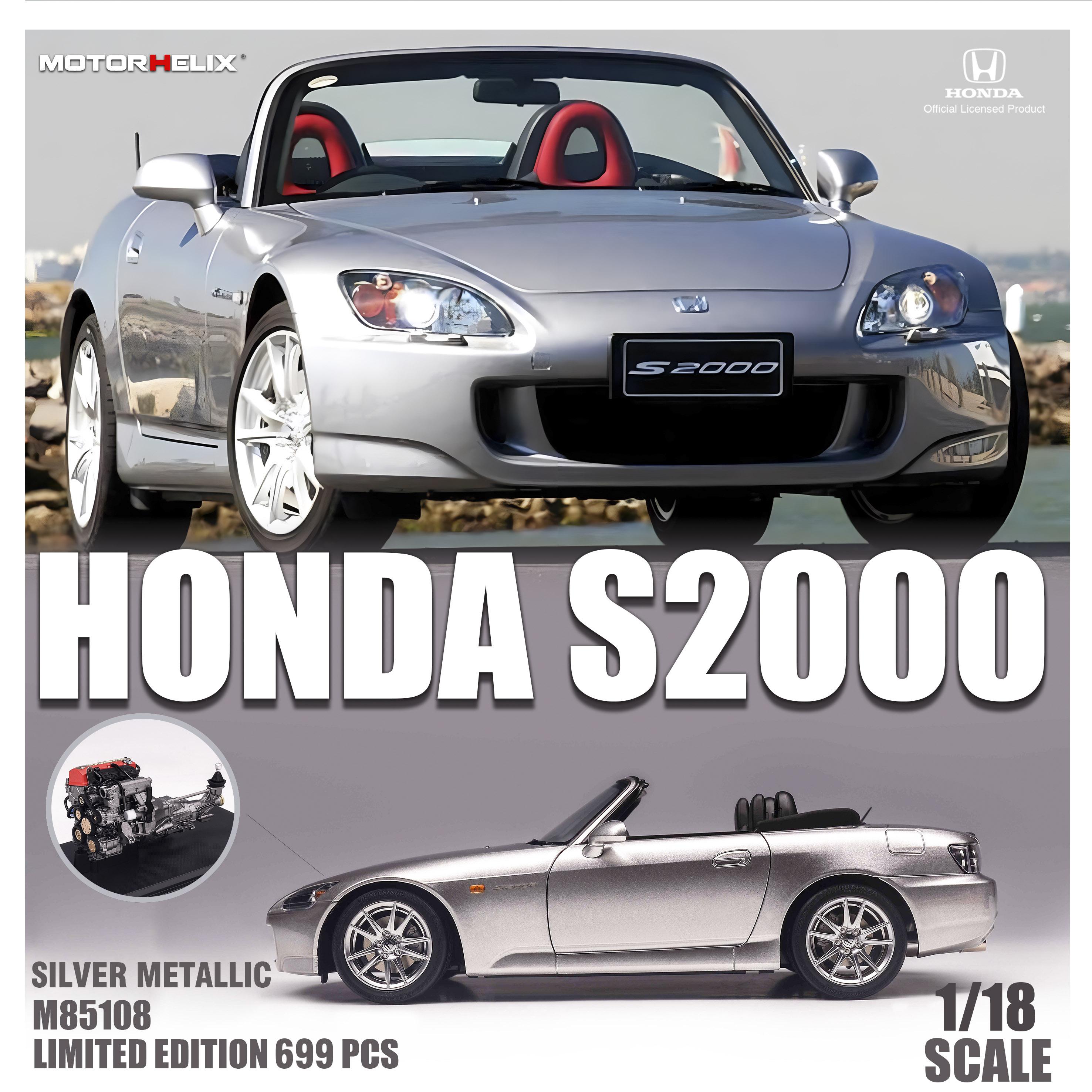 1:18 Motorhelix Honda S2000 (AP2) silver metallic + engine Diecast M85108