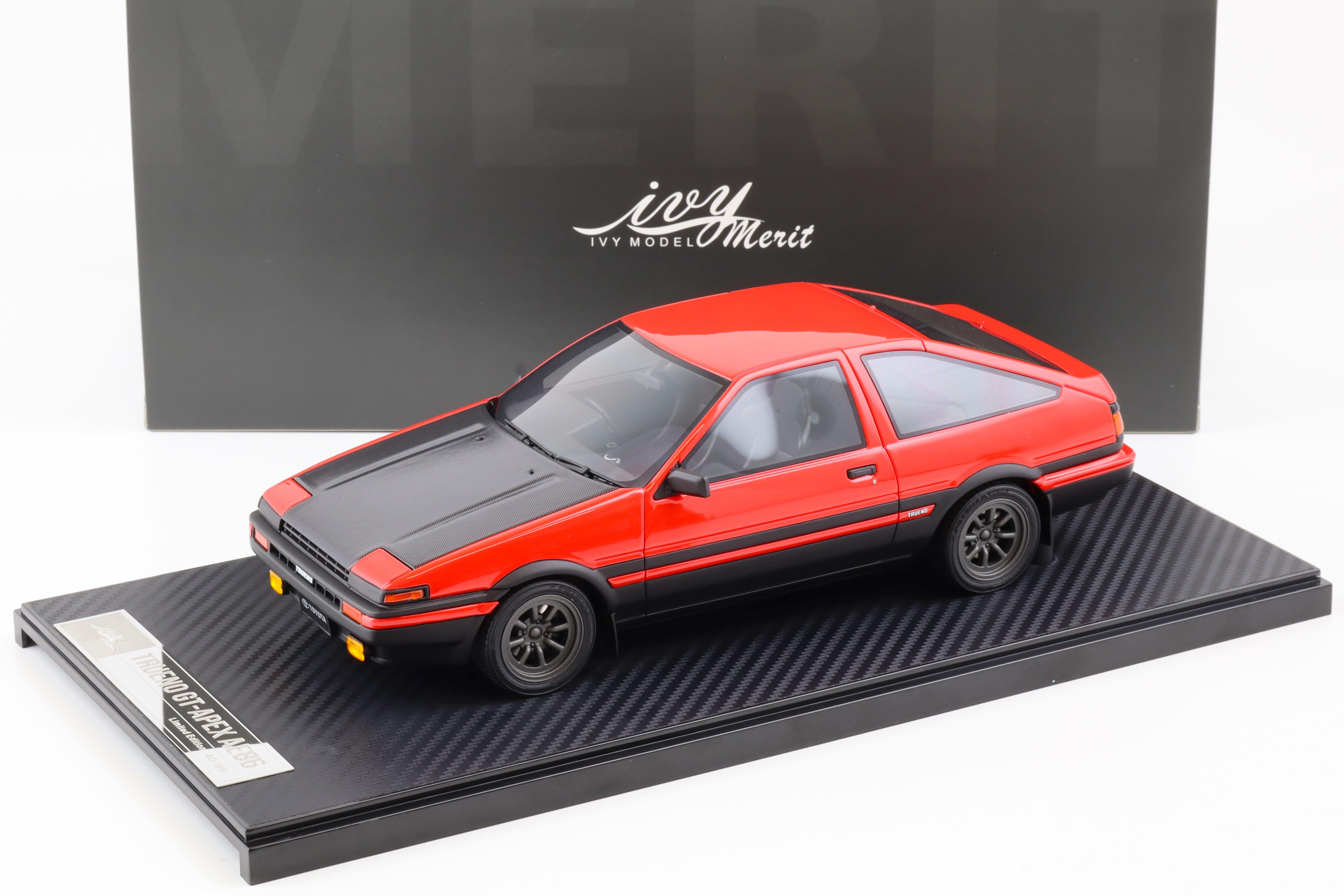 1:18 Ivy Model Merit Toyota Trueno GT-APEX AE86 red with Carbon hood - Limited 99 pcs.