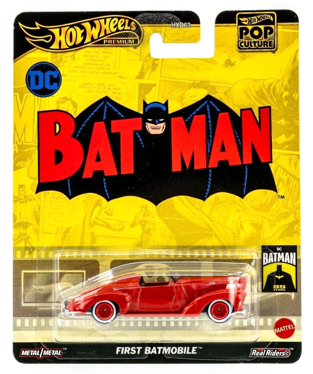 1:64 Hot Wheels Premium First Batmobile Batman red Pop Culture Real Riders HVJ40