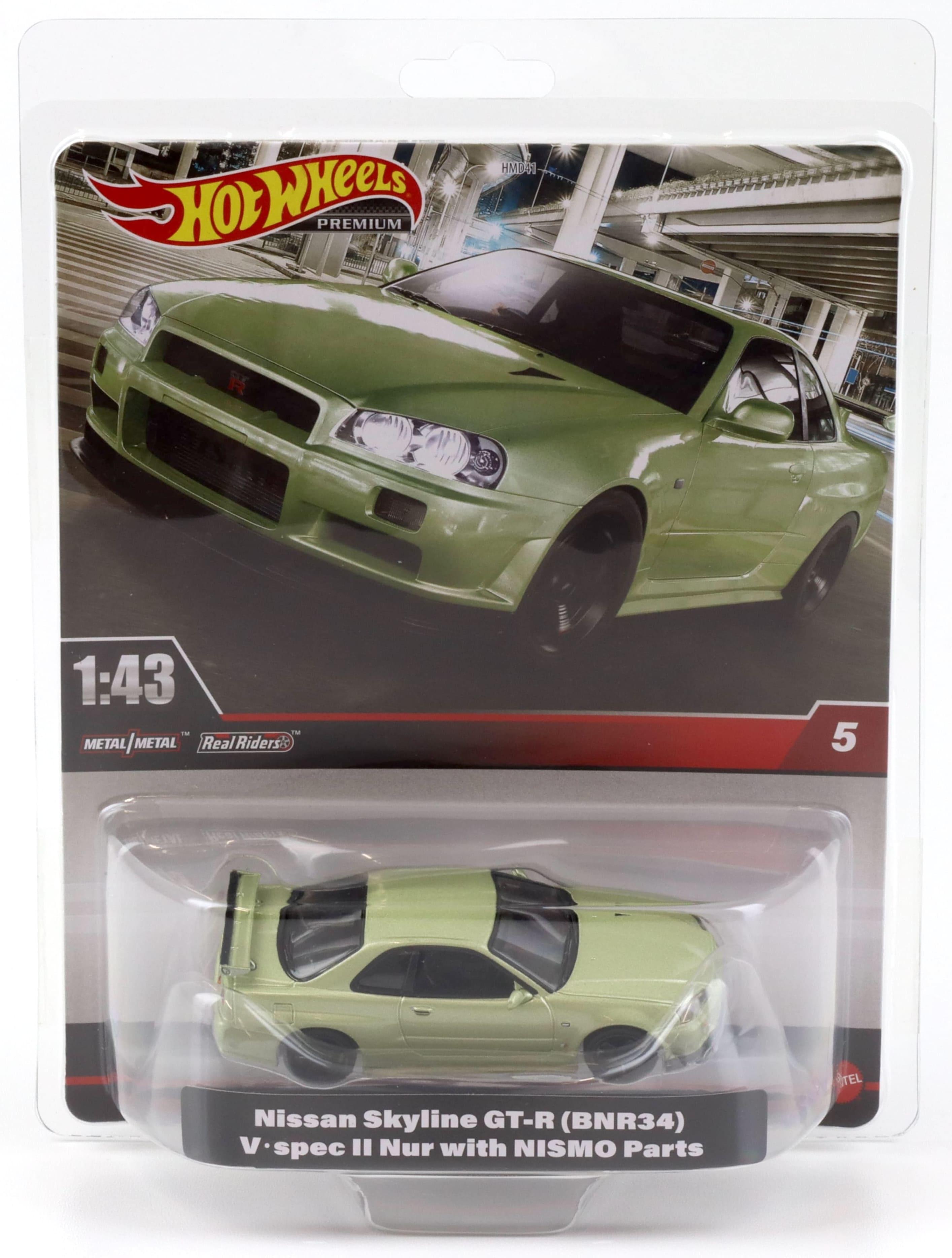 1:43 Hot Wheels Premium 2024 Real Riders HMD47 Nissan Skyline GT-R R34 V-Spec Millenium Jade