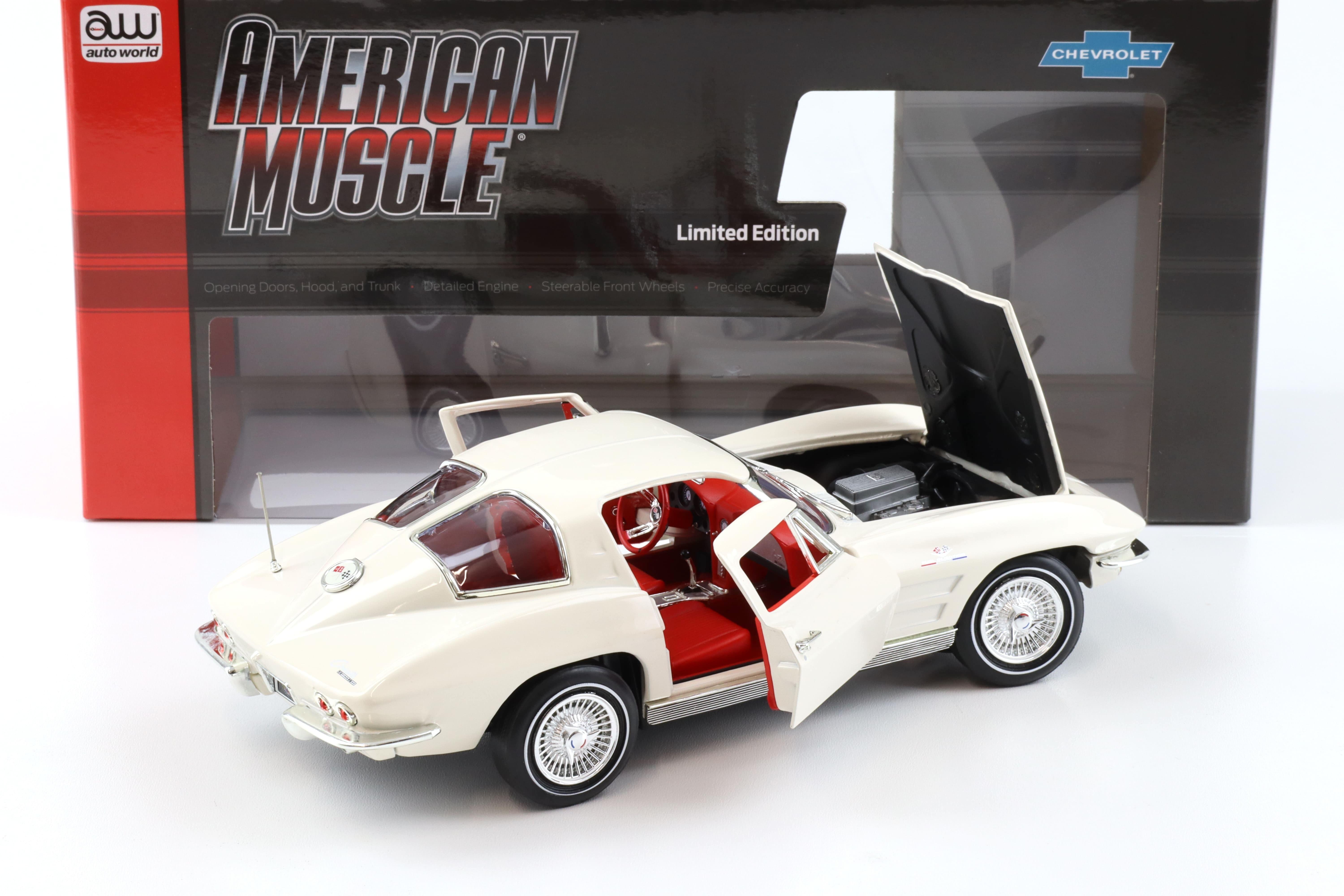 1:18 Auto World 1963 Chevrolet Corvette Z06 Coupe MCACN white