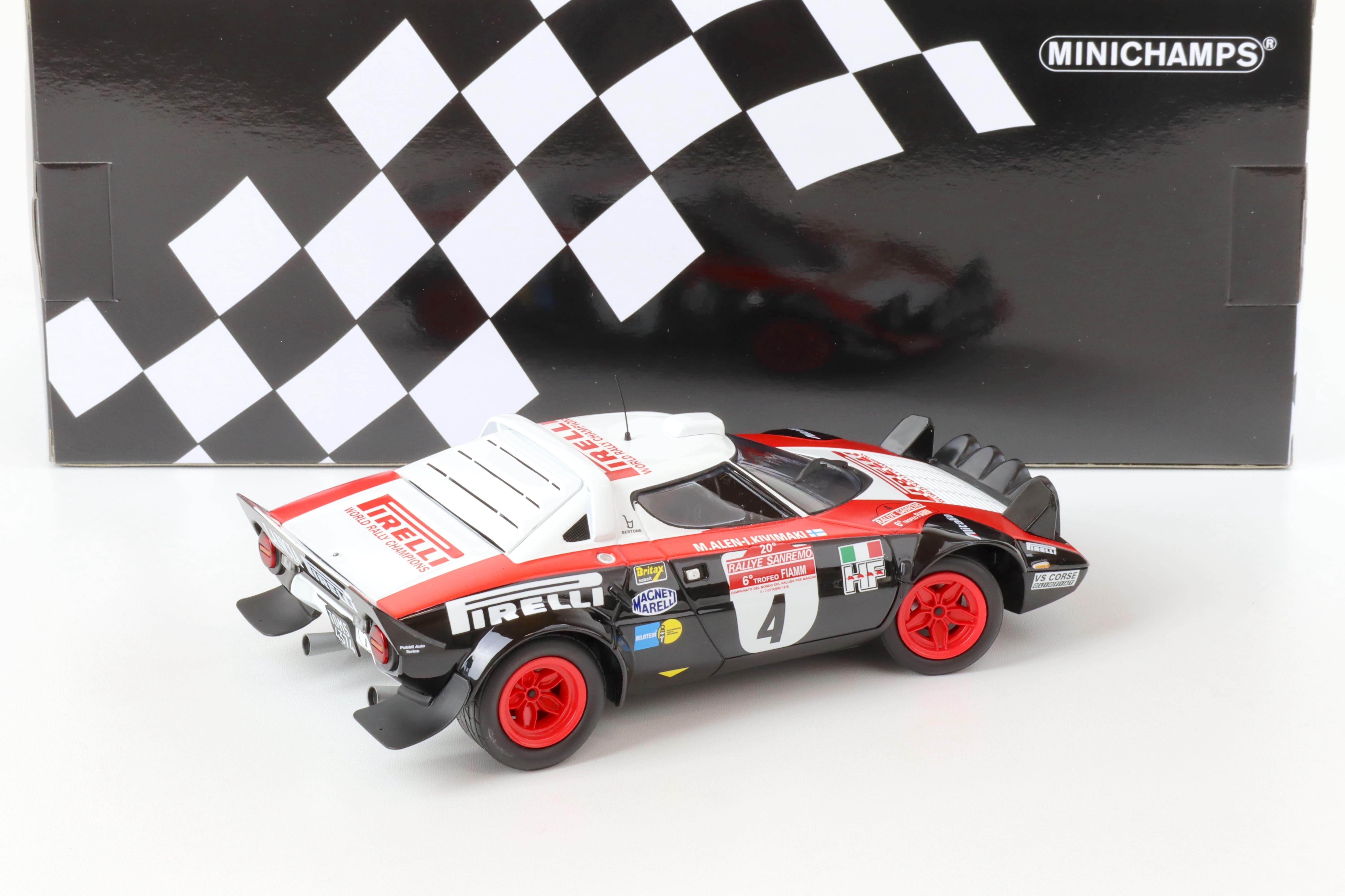 1:18 Minichamps Lancia Stratos Pirelli Alen/ Kivimäki #4 Winner Rally Sanremo 1978