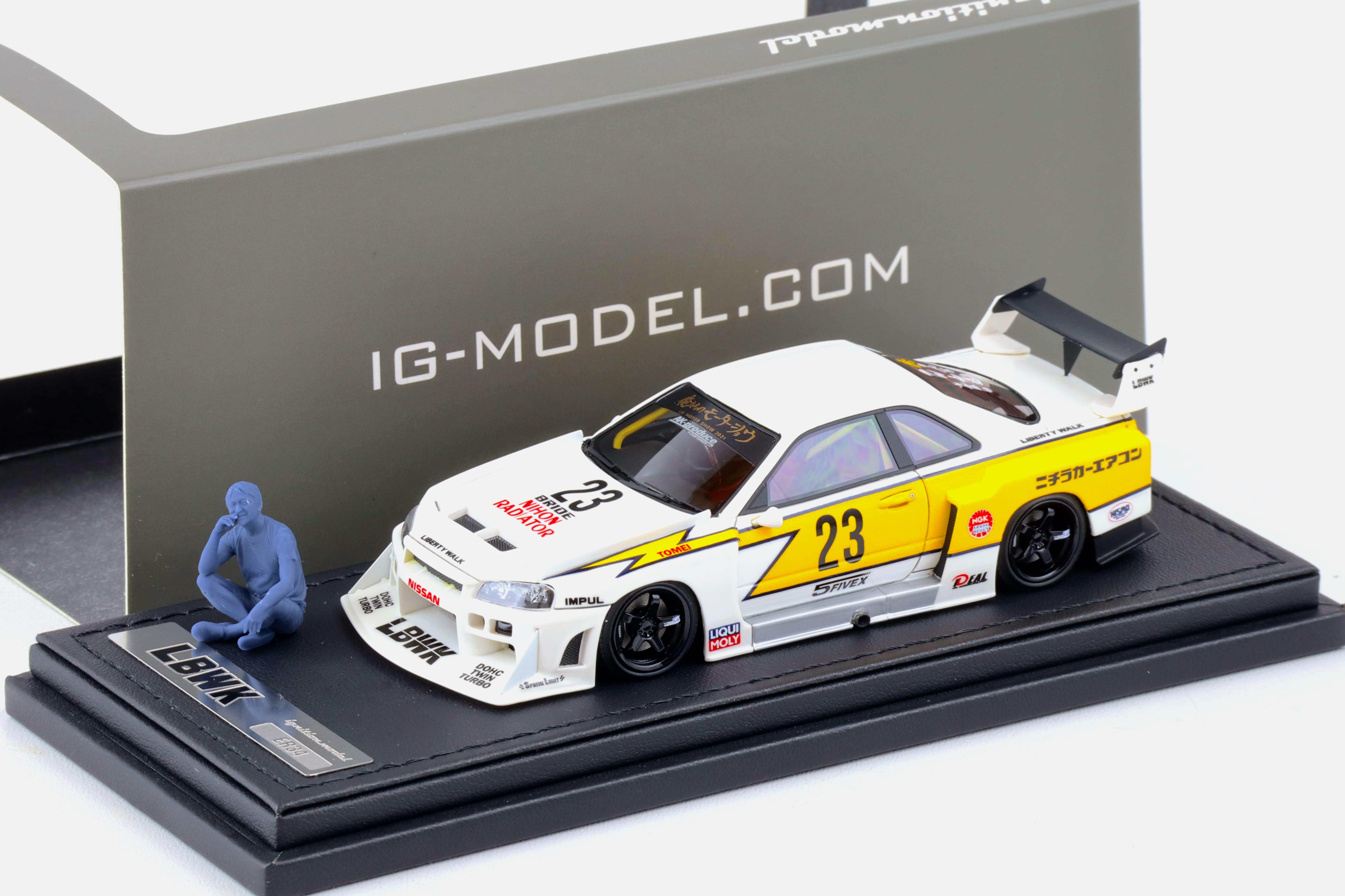 1:43 Ignition Model IG2851 Nissan LB ER34 Super Silhouette Skyline white/ yellow with Mr. Kato