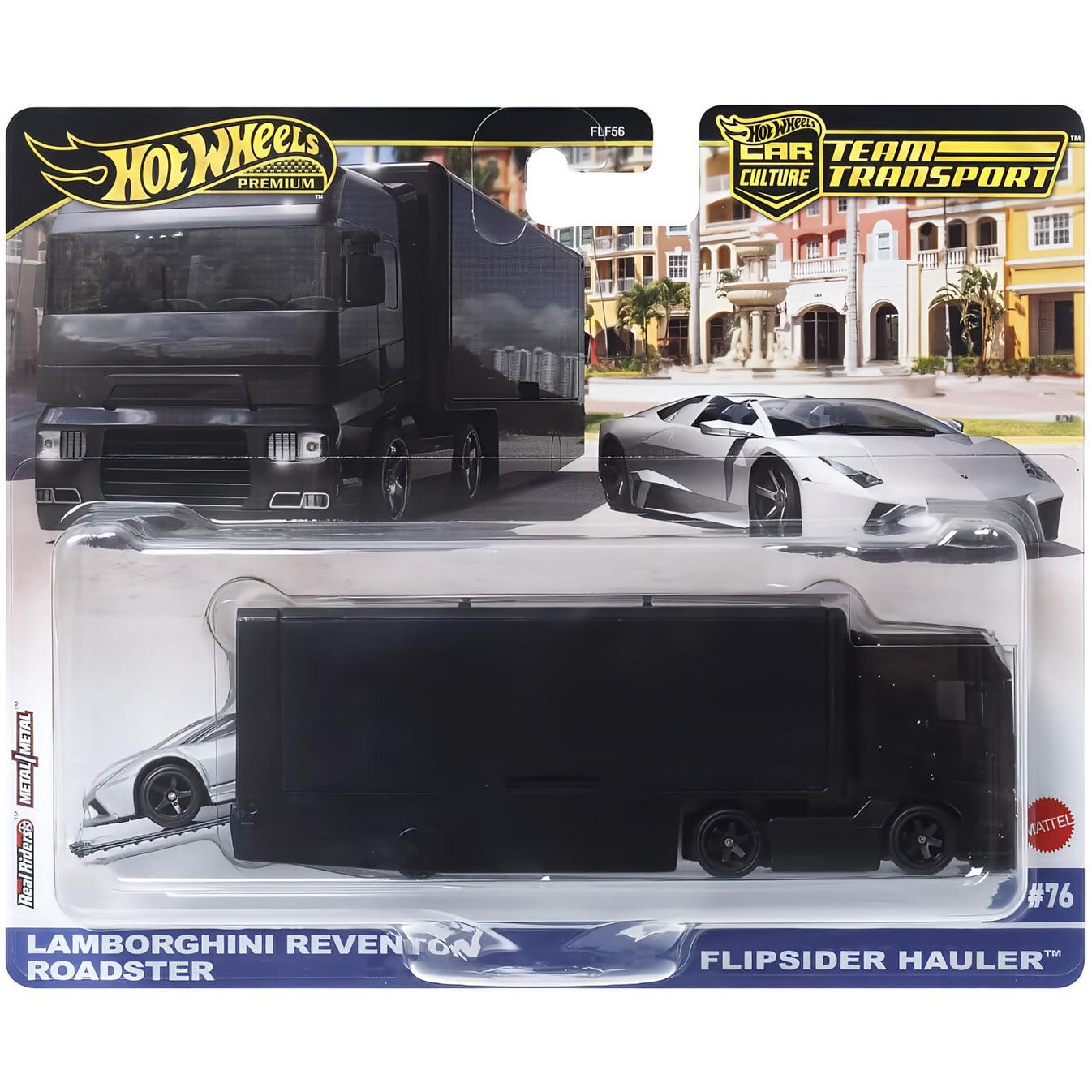 1:64 Hot Wheels Premium 2024 Team Transport JMB31 Lamborghini Reventon + Flipsider Hauler