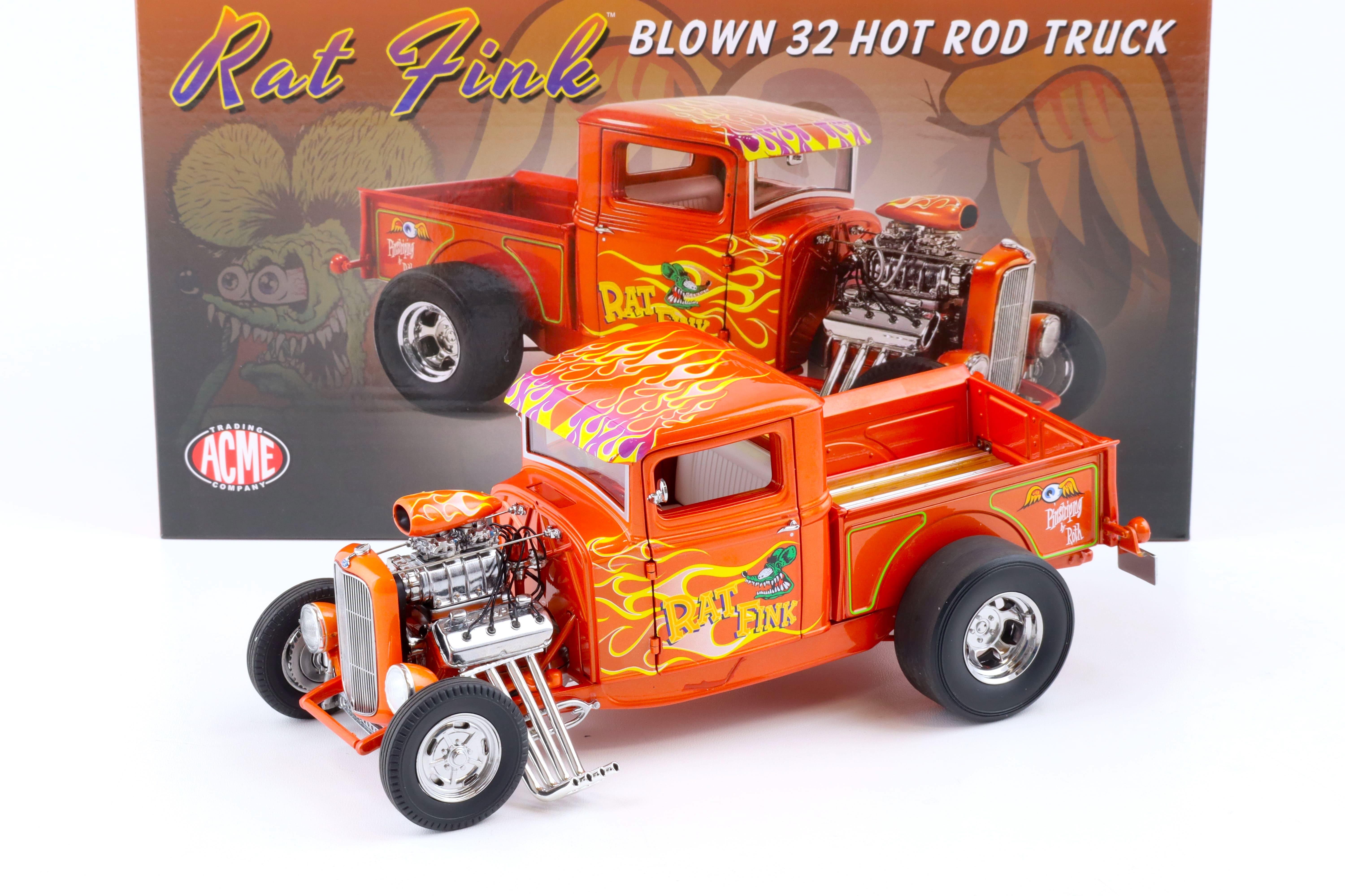 1:18 ACME 1932 Ford Blown 32 Hot Rod Truck RAT FINK orange A1804102