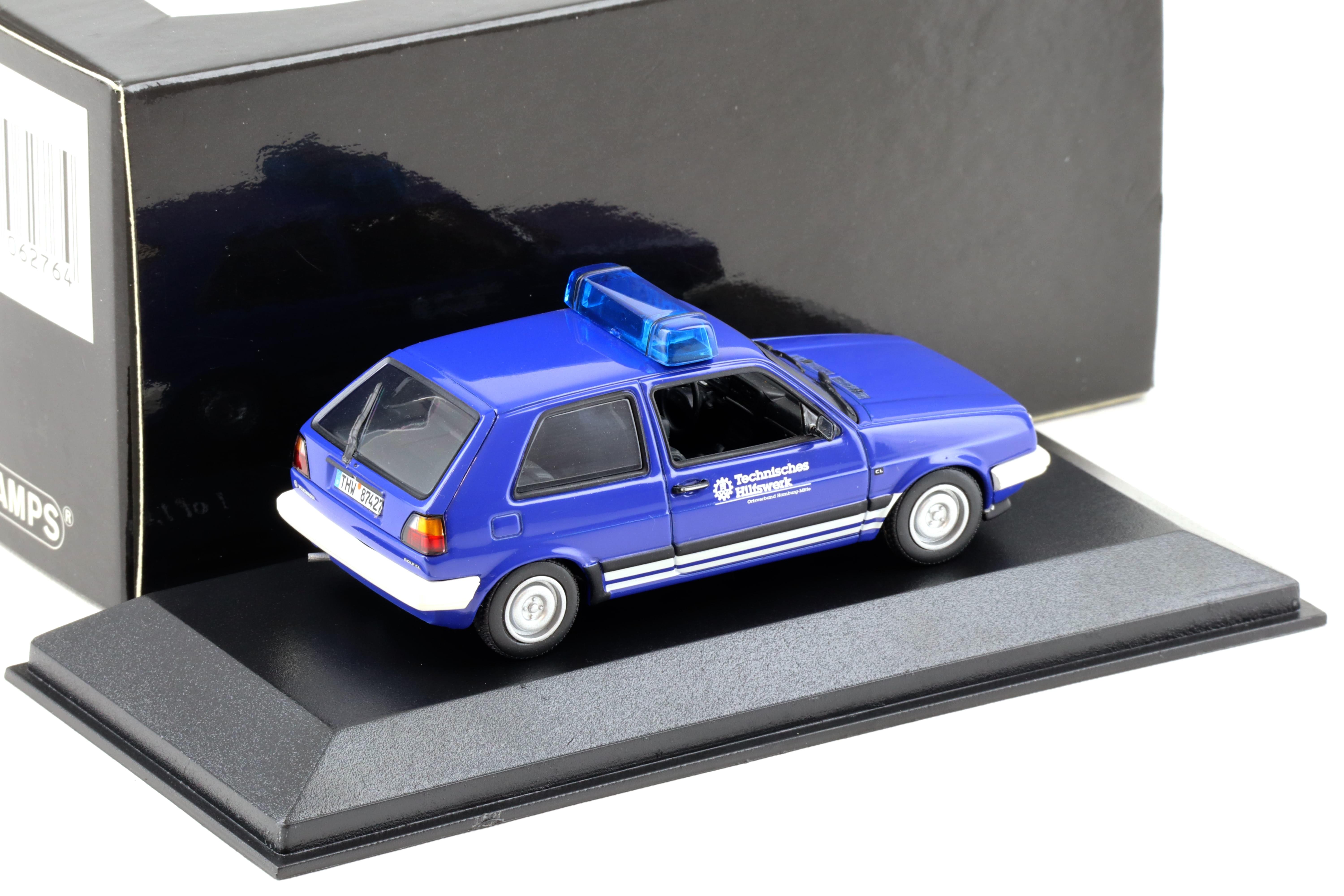 1:43 Minichamps VW Golf 2 THW Hamburg Mitte blue 1985