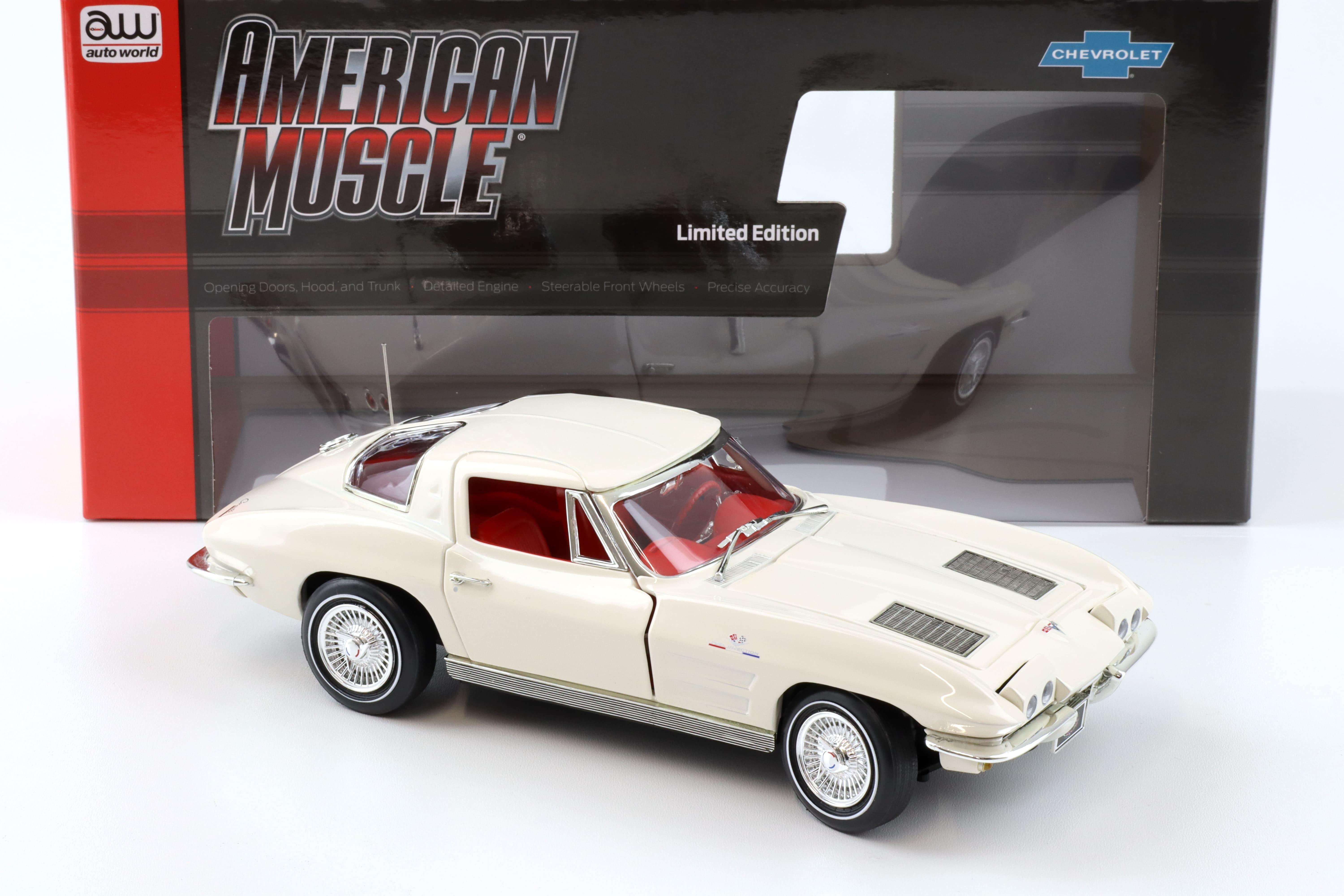 1:18 Auto World 1963 Chevrolet Corvette Z06 Coupe MCACN white