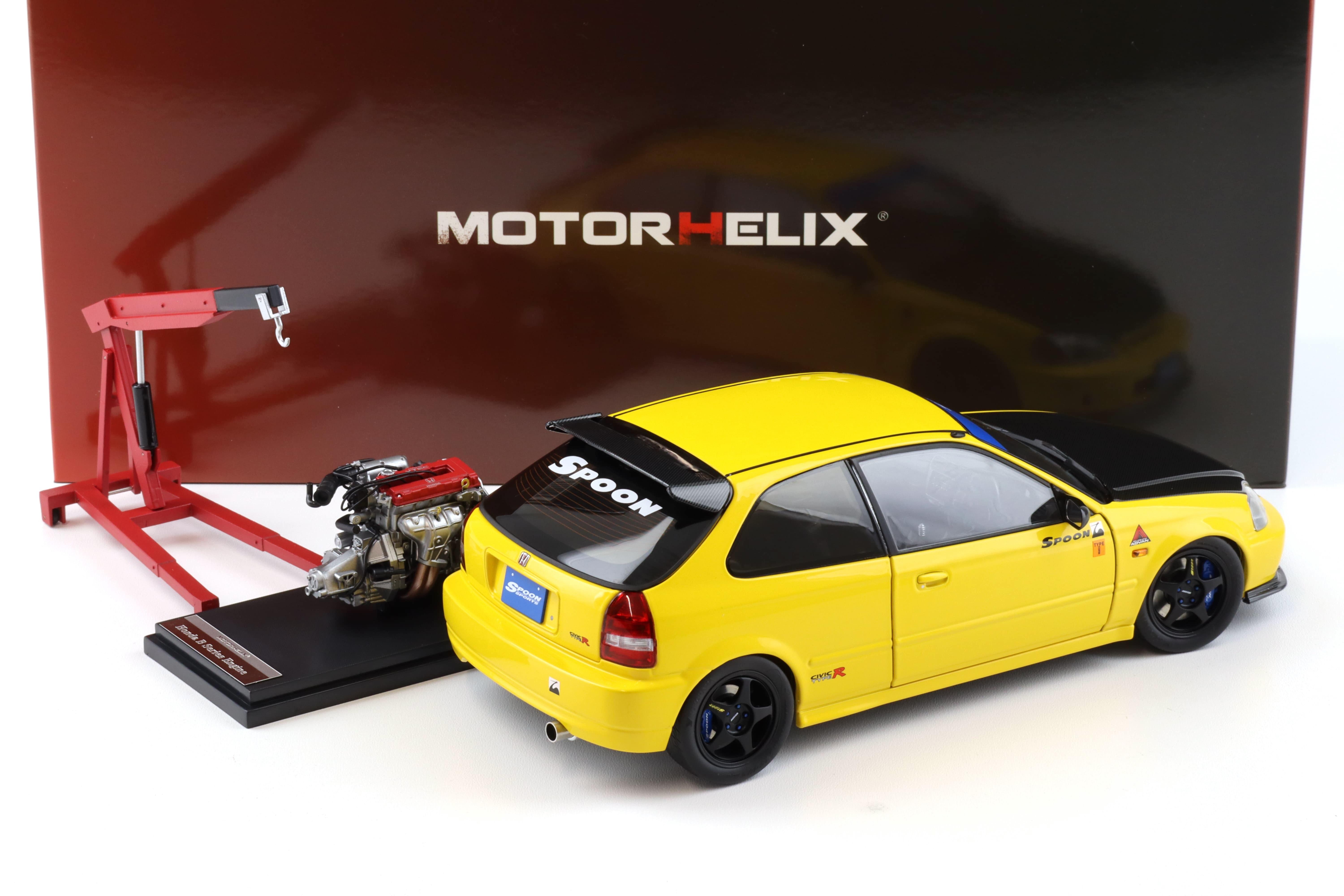 1:18 Motorhelix Honda Civic Type R (EK9) SPOON Sunlight yellow + engine M85016