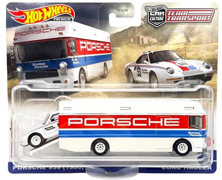 1:64 Hot Wheels Premium 2024 Team Transport Porsche 959 Brumos + Euro Hauler