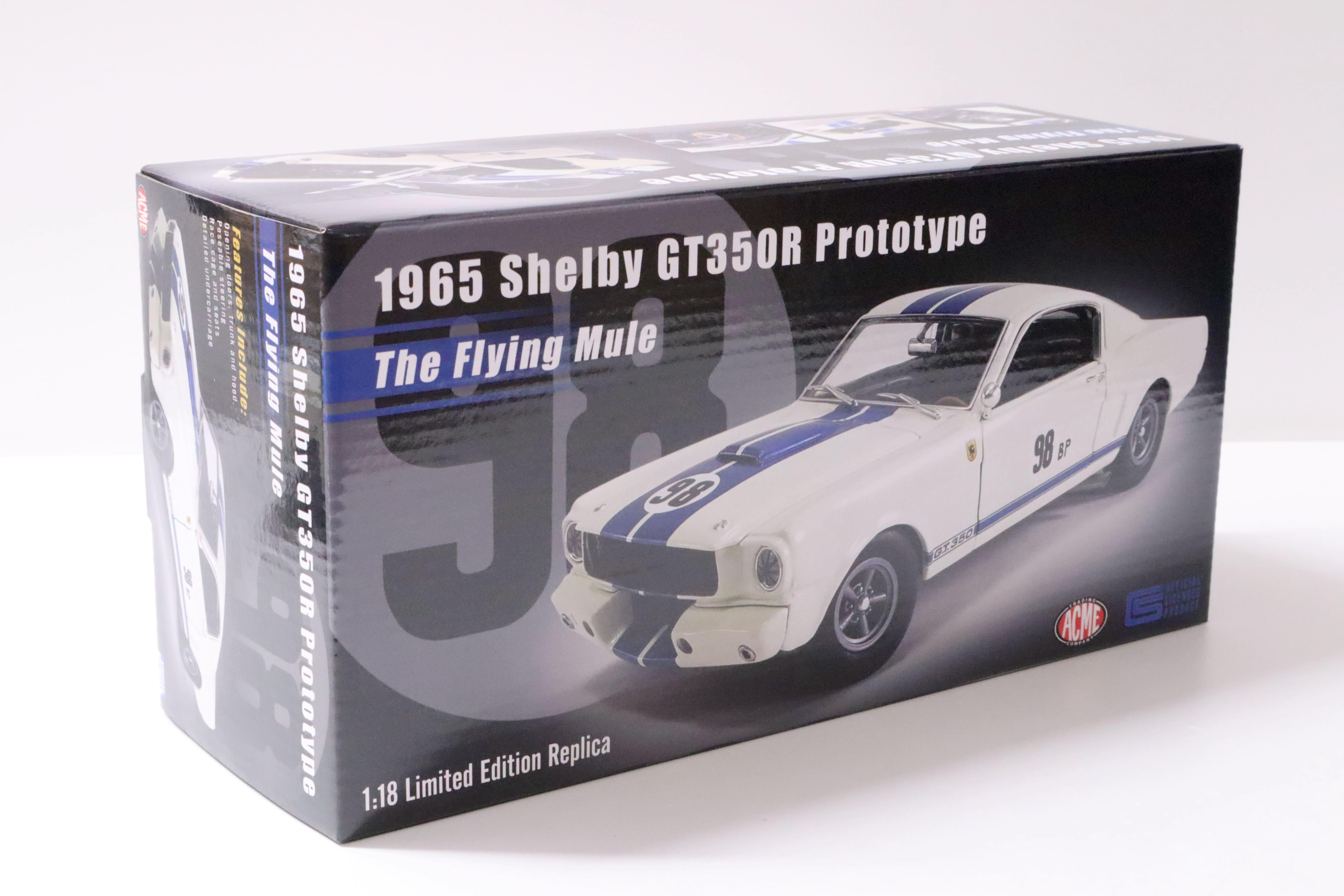 1:18 ACME 1965 Shelby GT350R Prototype "The Flying Mule" #98BP Ken Miles white