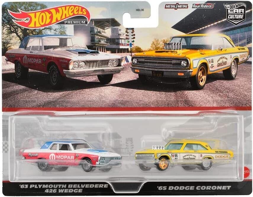 1:64 Hot Wheels 2023 Premium 2-Pack Plymouth Belvedere 426 Wedge + Dodge Coronet