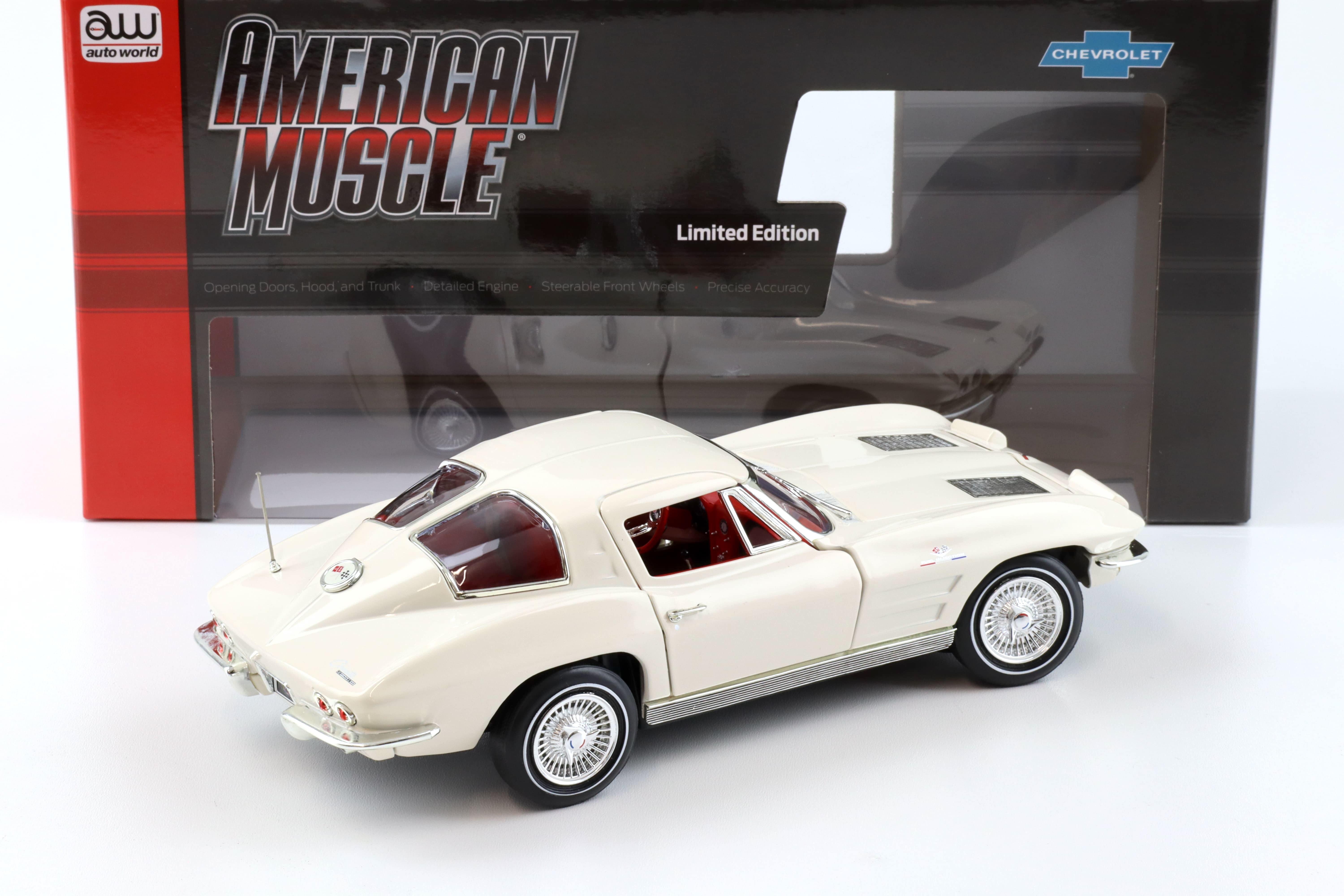 1:18 Auto World 1963 Chevrolet Corvette Z06 Coupe MCACN white