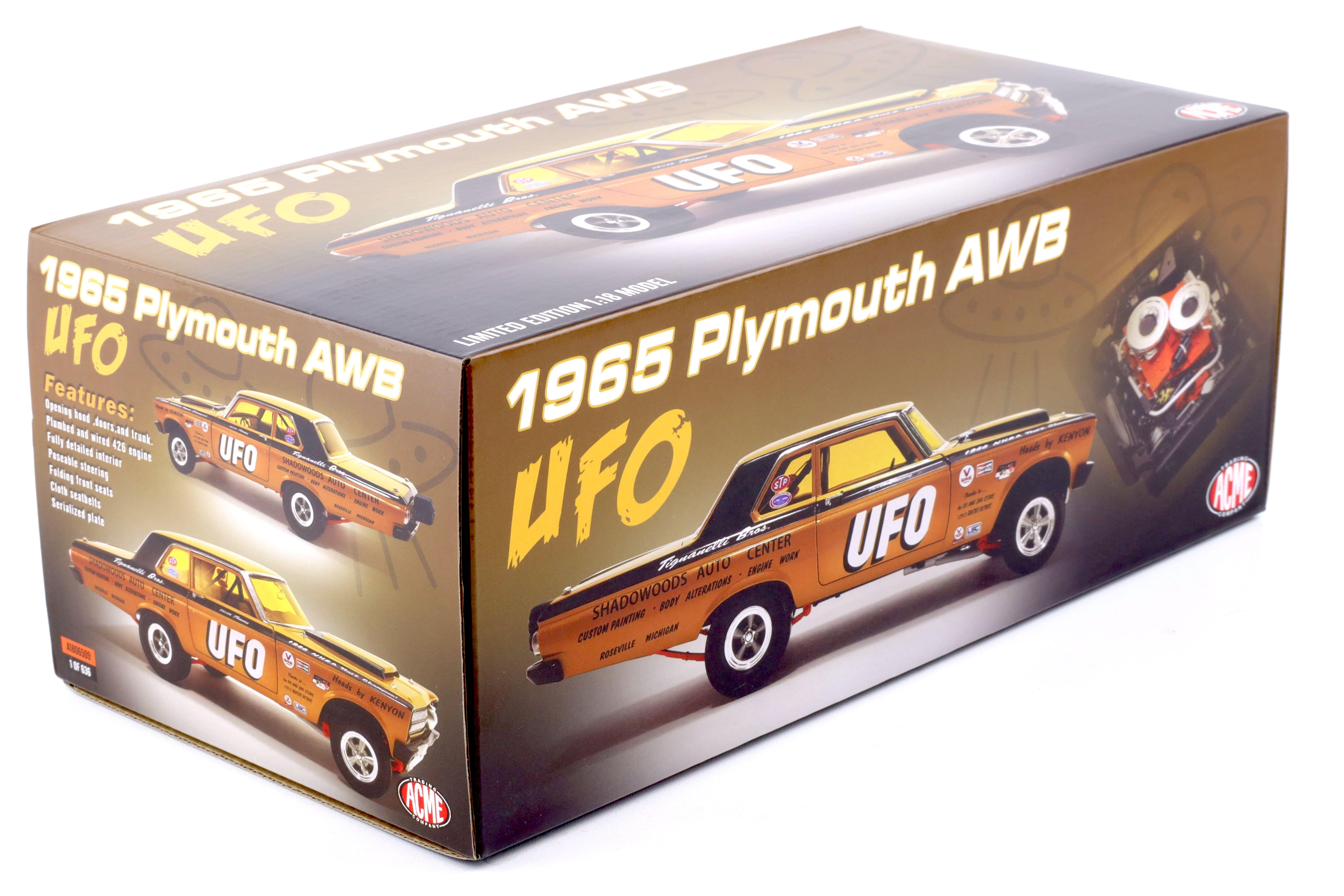 1:18 ACME 1965 Plymouth AWB Drag Car UFO gold/ black A1806509