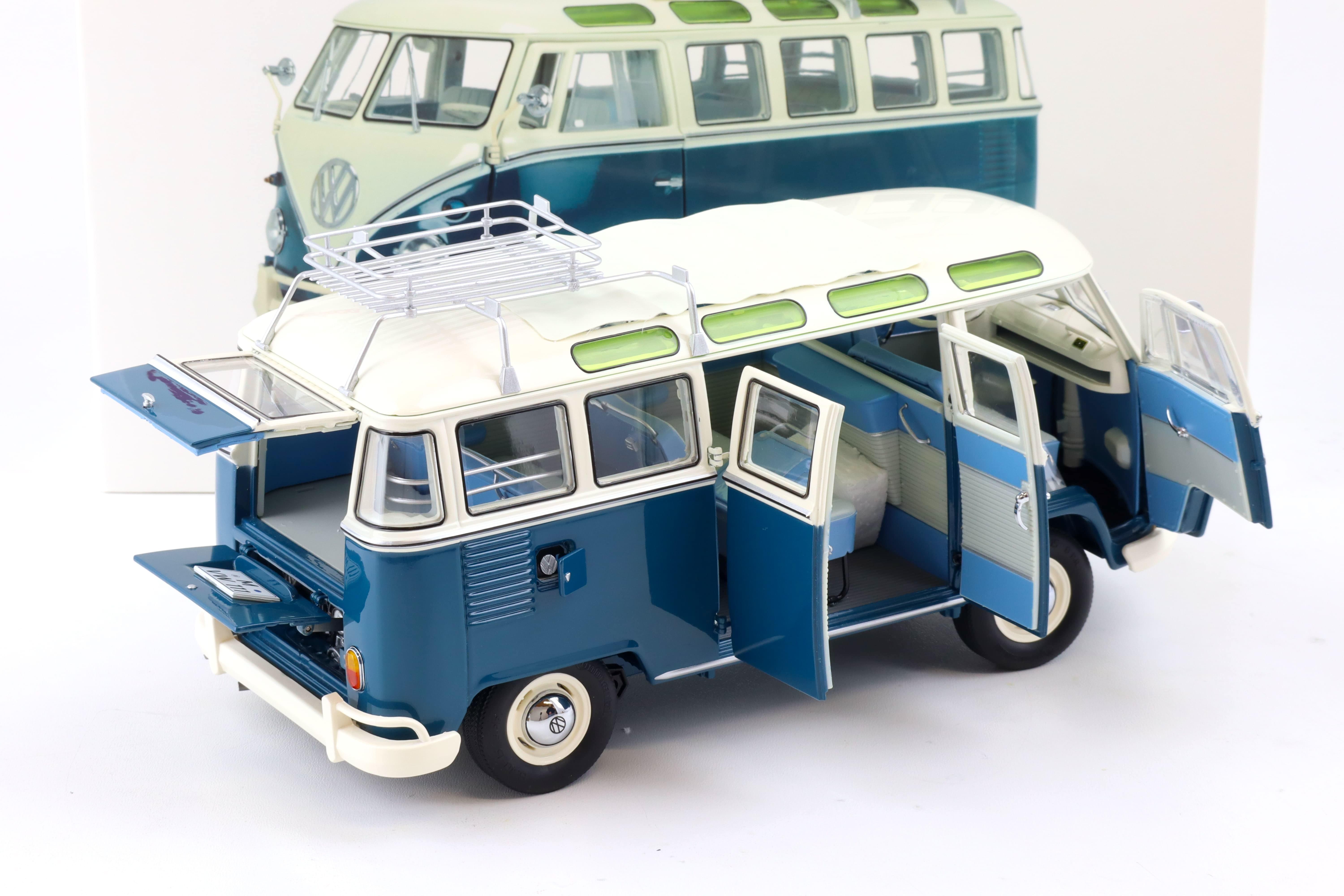 1:18 Schuco VW T1b Samba Bus Wintersport blue/ white 450037600
