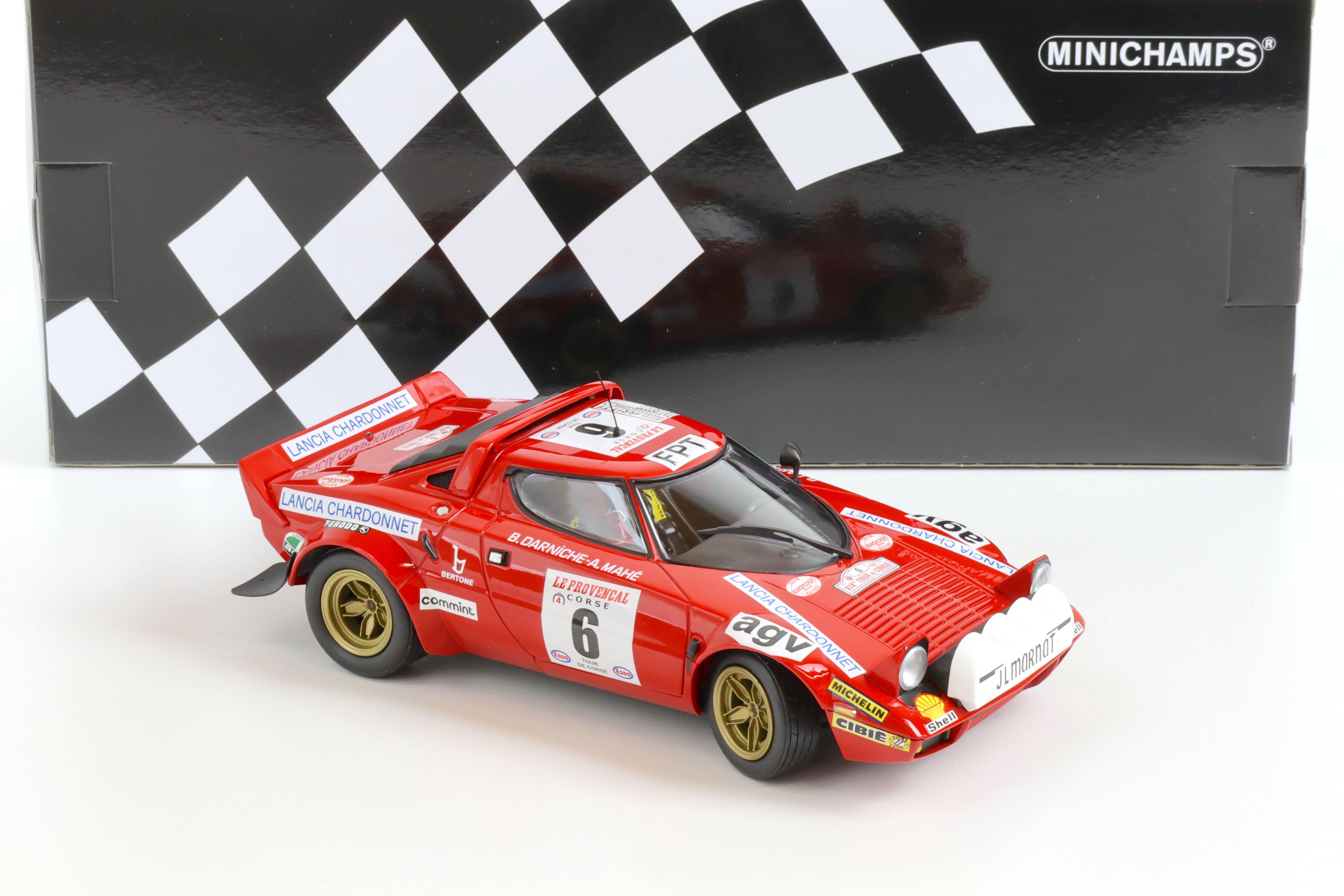 1:18 Minichamps Lancia Stratos Darniche/Mahe #6 Winner Tour de Corse 1975 