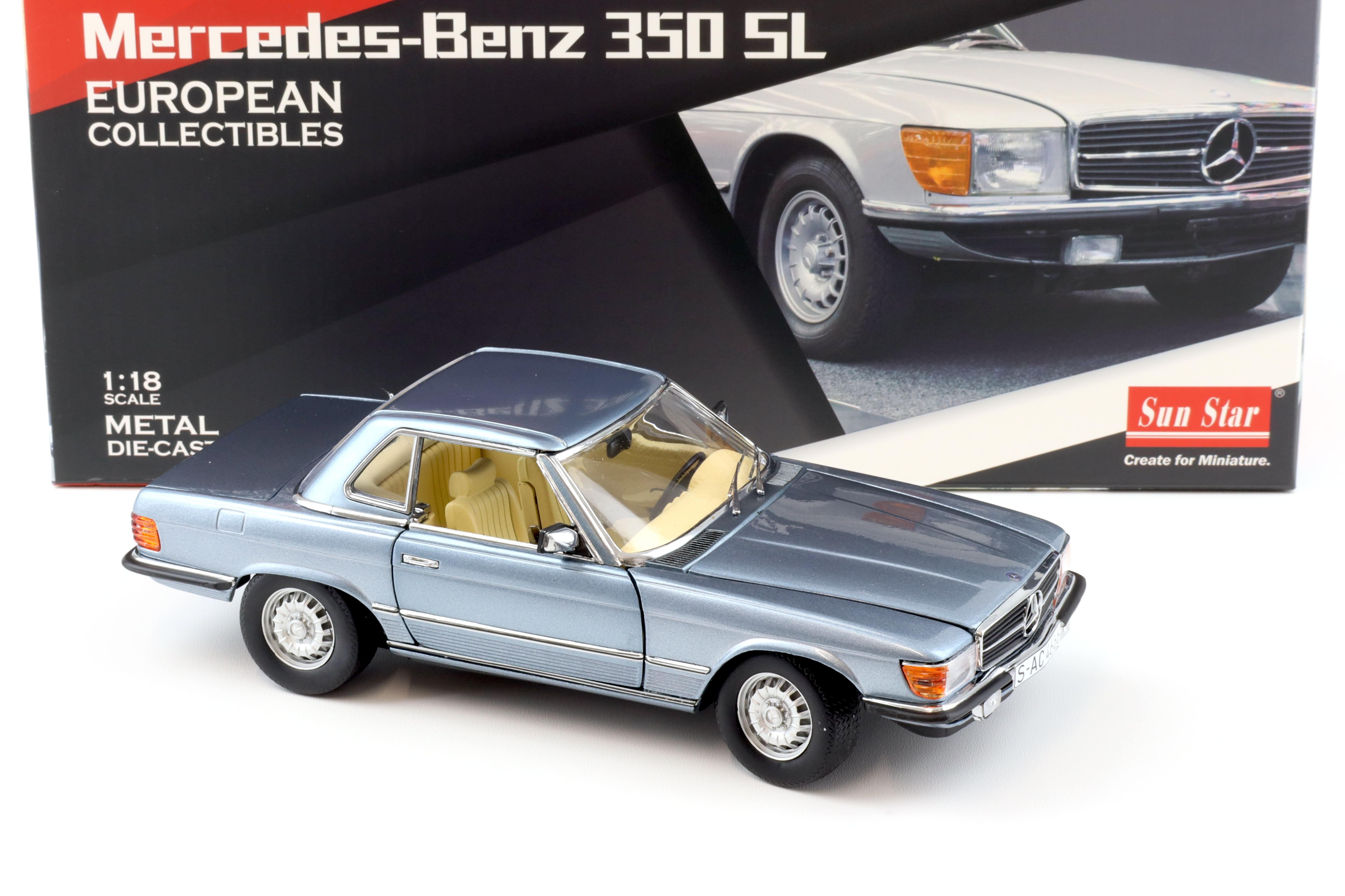 1:18 Sun Star Mercedes 350SL W107 Hardtop blue metallic 1977