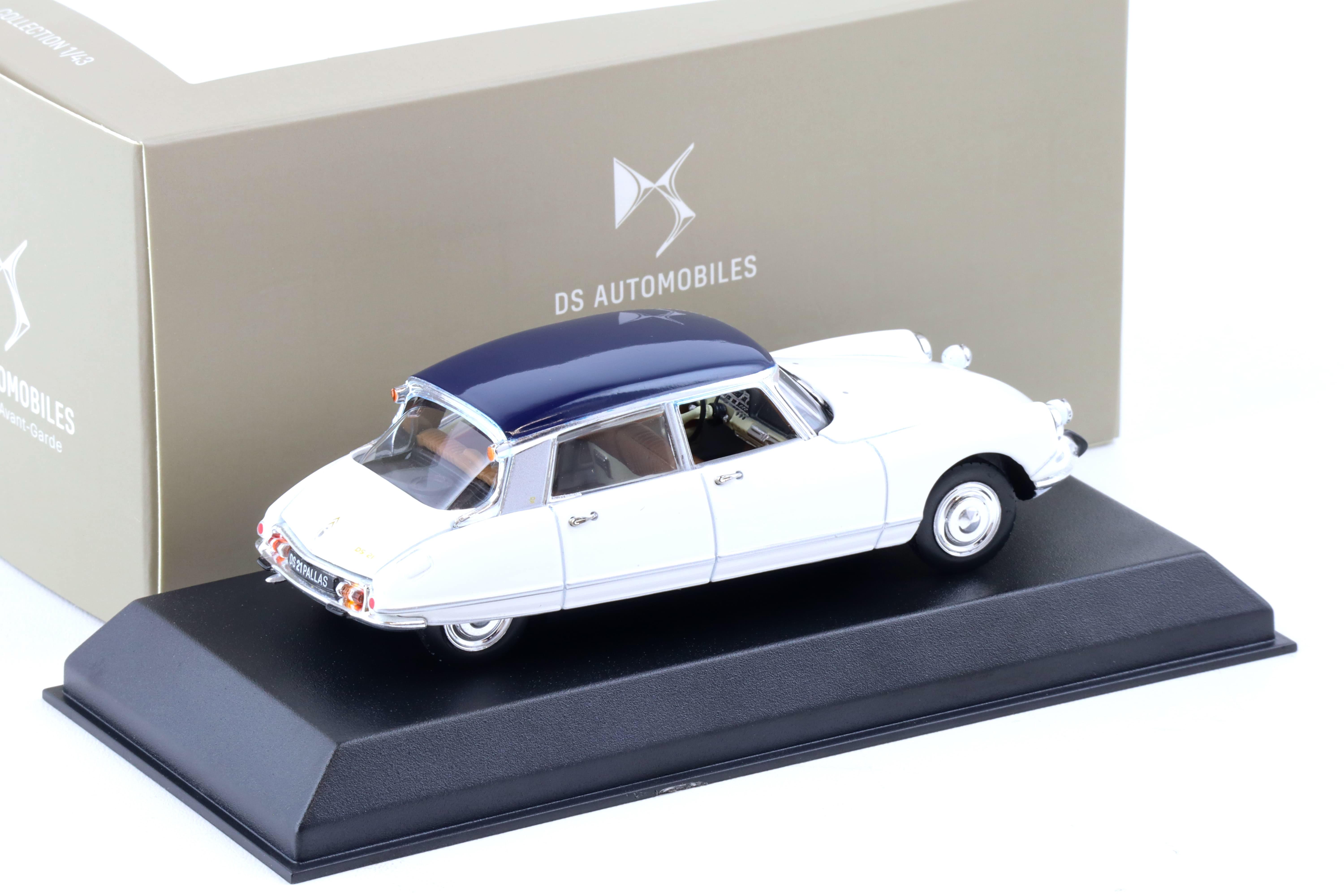 1:43 Norev Citroen DS 21 Pallas 1967 Carrera white/ Orient blue DEALER VERSION