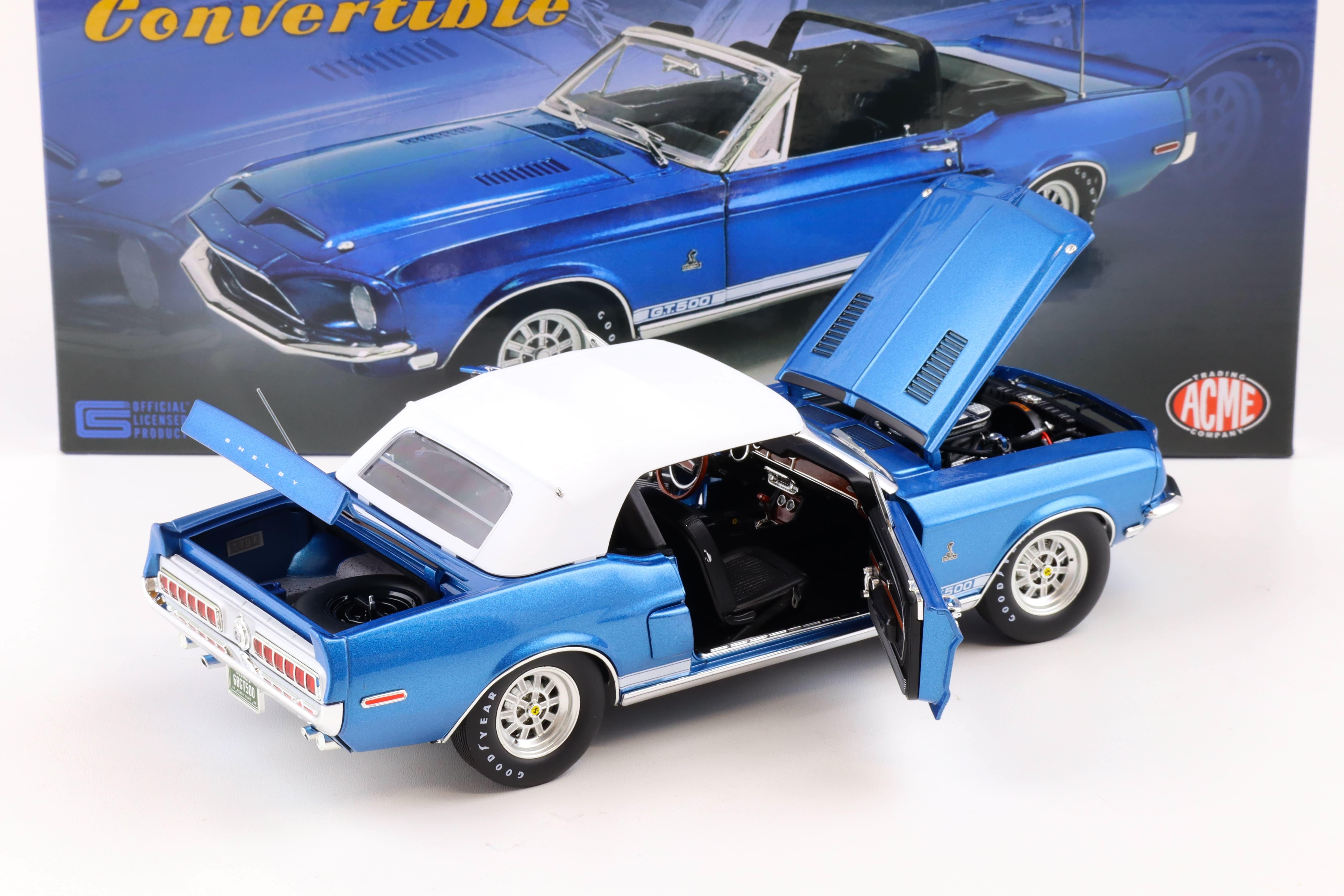 1:18 ACME 1968 Shelby GT500 Convertible blue metallic with white Top