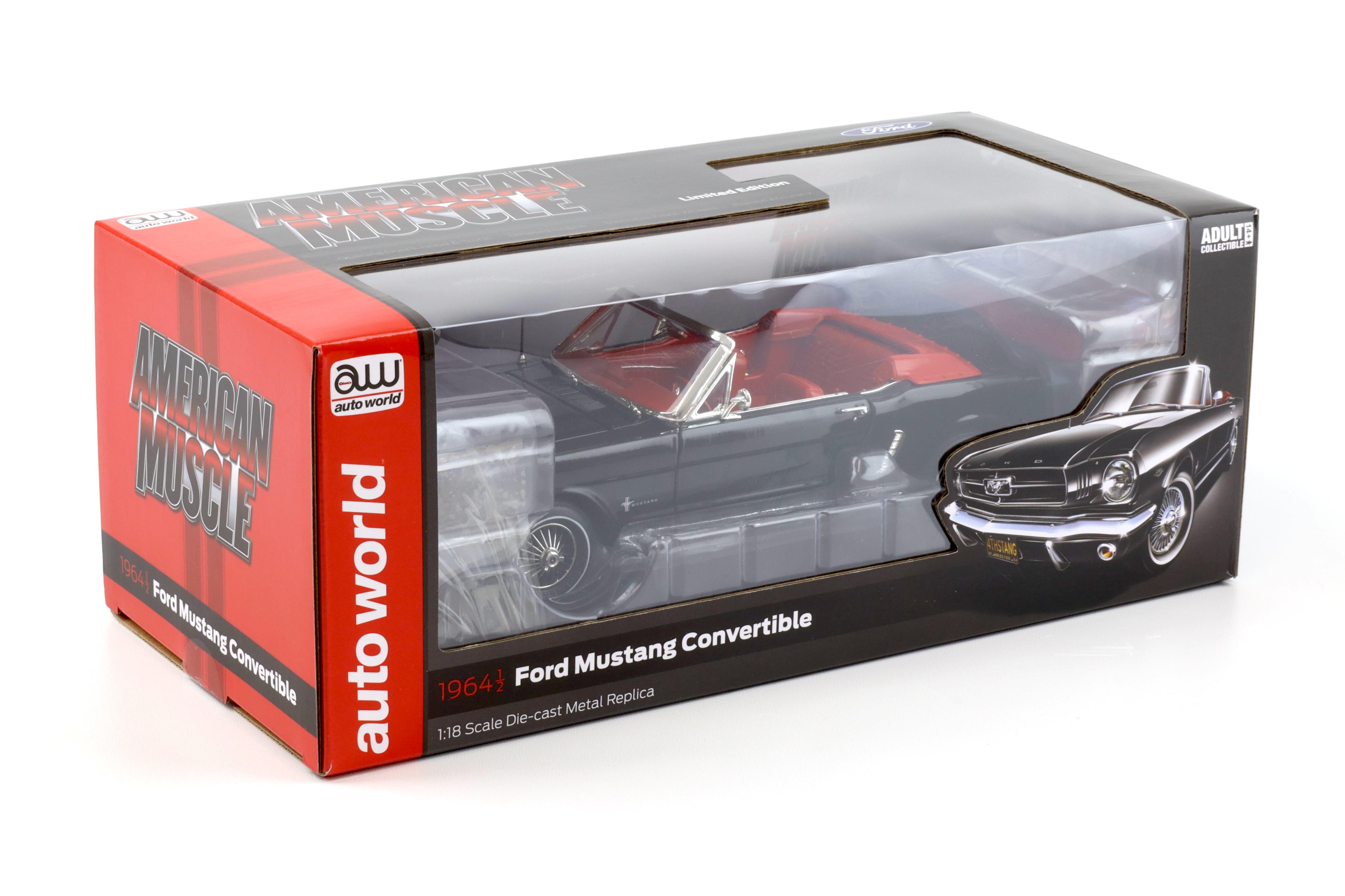 1:18 Auto World 1964 1/2 Ford Mustang Convertible black/ red interior