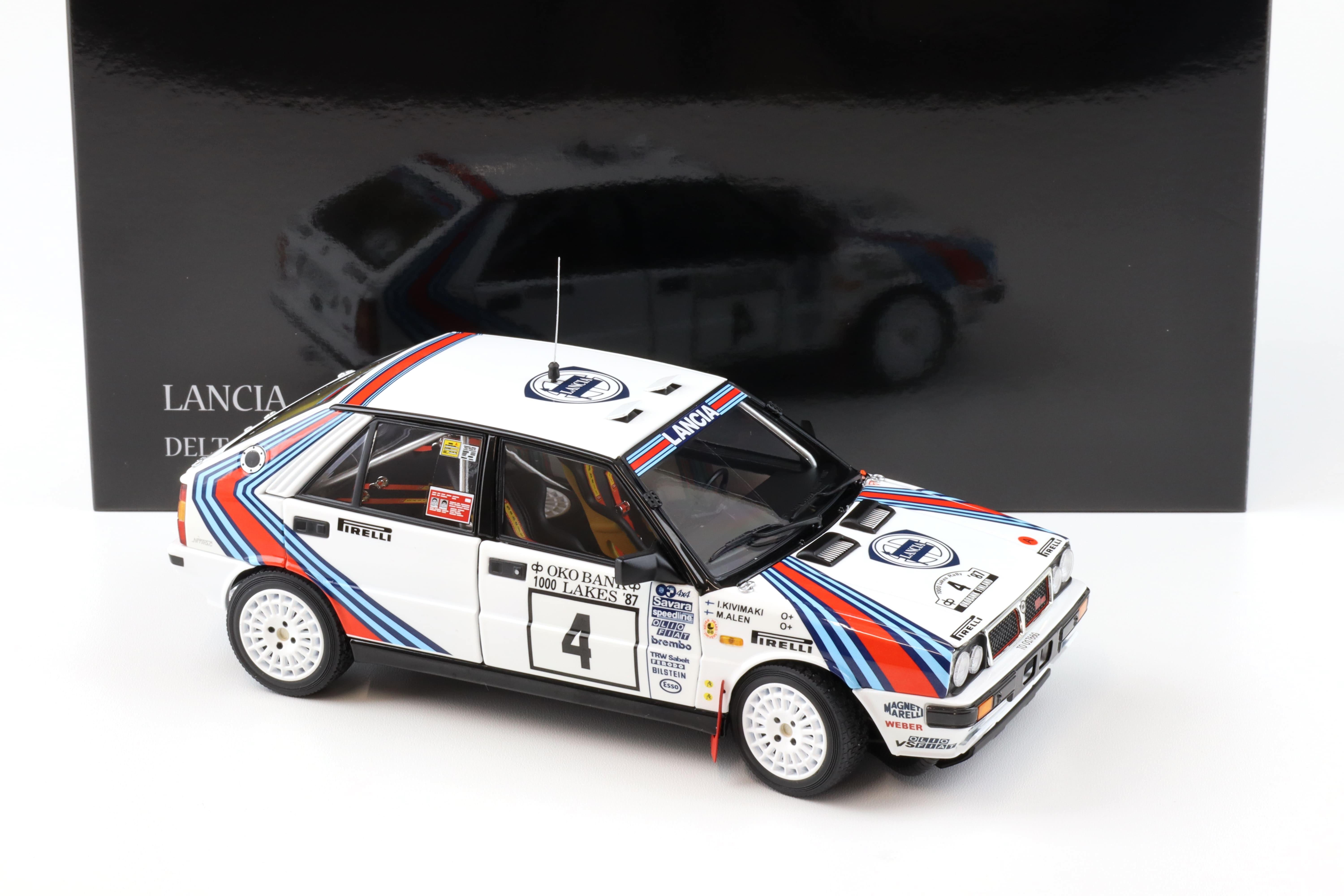 1:18 Kyosho Lancia Delta HF 4WD 1987 Rallye 1000 Lakes #4 Alen/ Kivimaki 08960B